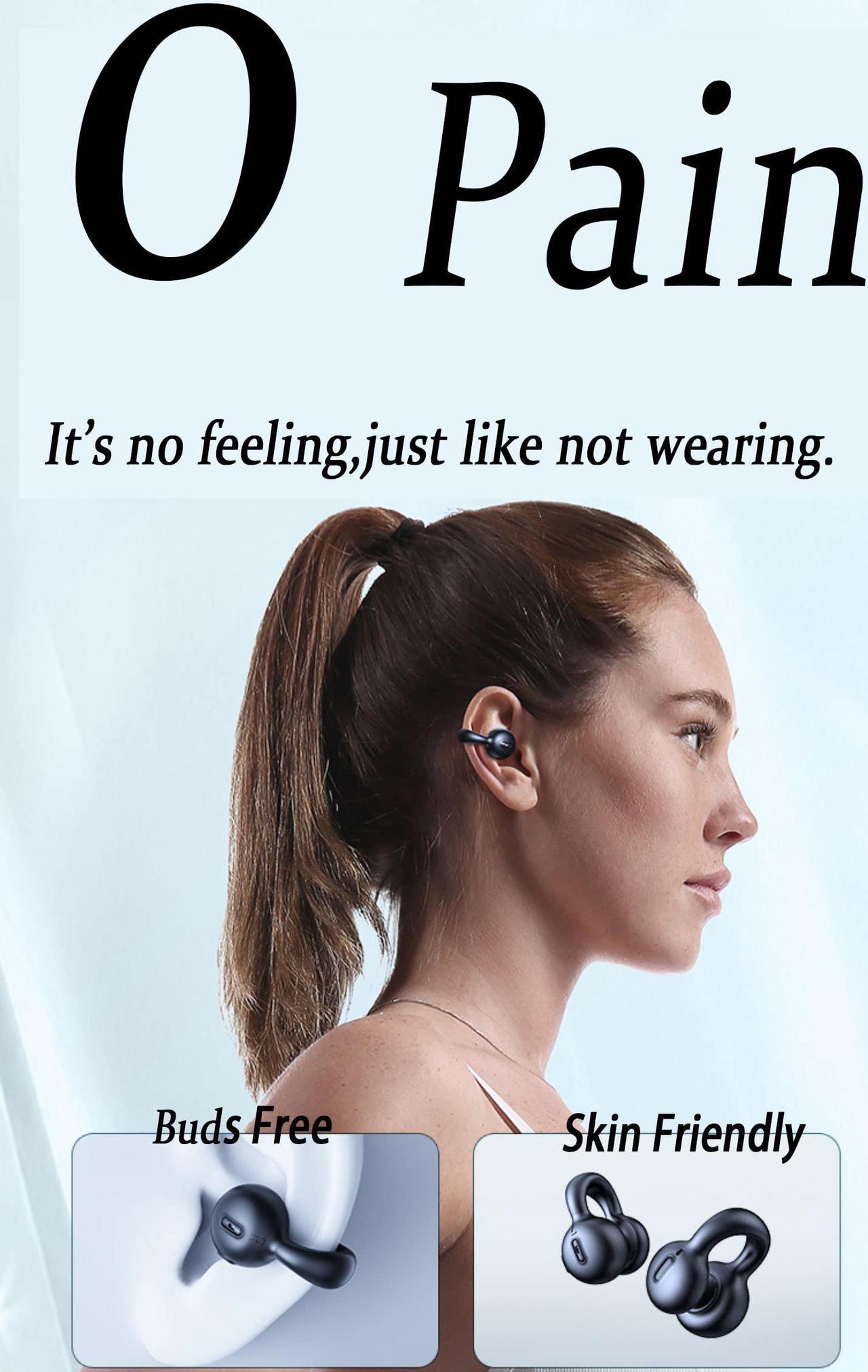 Alt view image 3 of 5 - Loluka Bone Conduction Headphones Wireless Bluetooth Open Ear Headphones IPX4 Bluetooth Ear Clip Bone Conduction Headphones Open Ear Headphones Wireless Bluetooth 5.3 HiFi Stereo True Sound