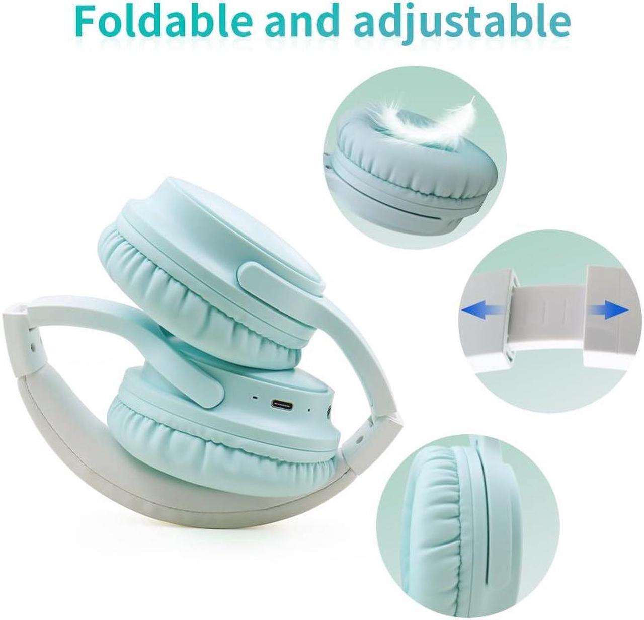 Alt view image 3 of 5 - Sungive Bluetooth Headphones Over Ear, Foldable Lightweight Wireless Headsets, HiFi Stereo, HD Microphone, 30H Playtime, Suitable for Mobile Phones, Computers, TVs, Games, Outdoors, Offices (Green)