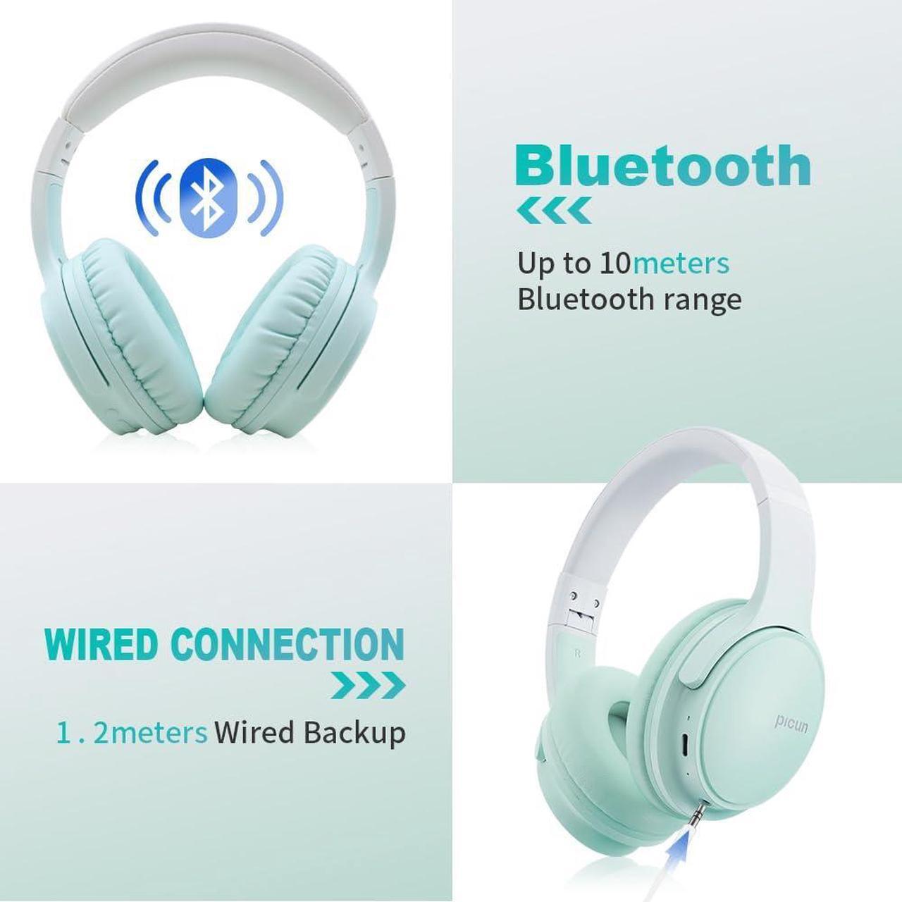 Alt view image 2 of 5 - Sungive Bluetooth Headphones Over Ear, Foldable Lightweight Wireless Headsets, HiFi Stereo, HD Microphone, 30H Playtime, Suitable for Mobile Phones, Computers, TVs, Games, Outdoors, Offices (Green)