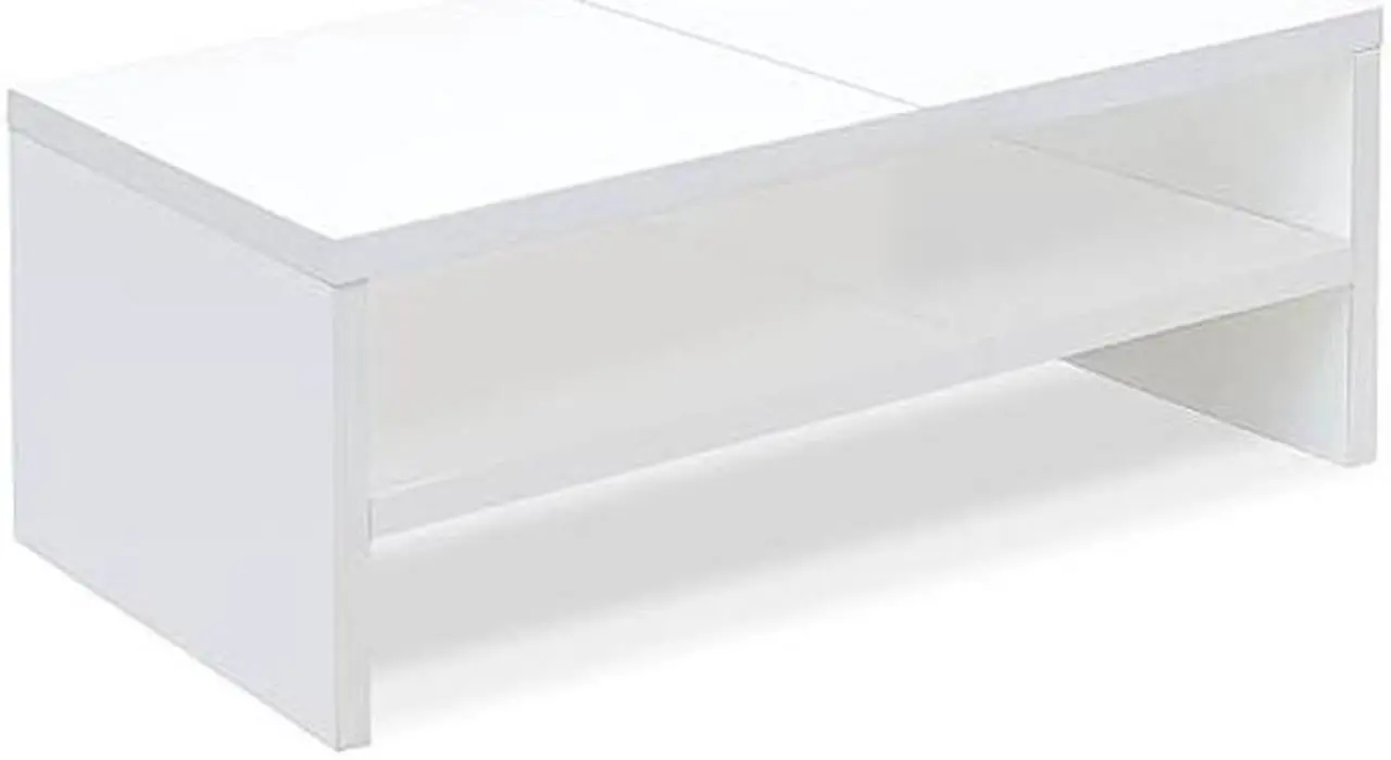 Main image of TEAMIX Wooden Monitor Stand Riser-2 Tier White Laptop Stand for Desk, Monitor Riser for TV/Printer/Keyboard, Computer Stand with Storage Home Office Desk Shelf Organization