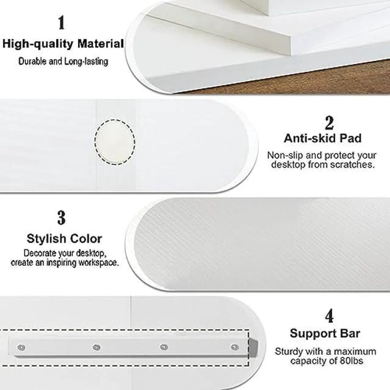 Alt view image 5 of 5 - TEAMIX Wooden Monitor Stand Riser-2 Tier White Laptop Stand for Desk, Monitor Riser for TV/Printer/Keyboard, Computer Stand with Storage Home Office Desk Shelf Organization