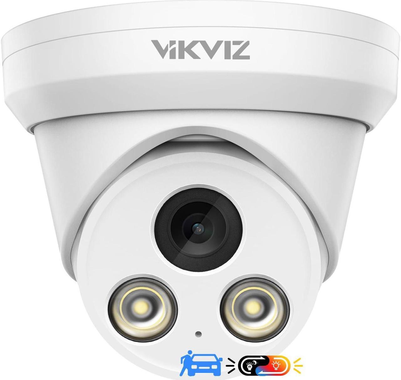 Main image of VIKVIZ 4K PoE IP Camera Outdoor with Mic,8MP Smart Dual Light Security Turret Camera,Human/Vehicle Detection,2.8mm Lens,98FT Color Night Vision,Full Metal Housing,IP67,Compatible for Third-Party NVR