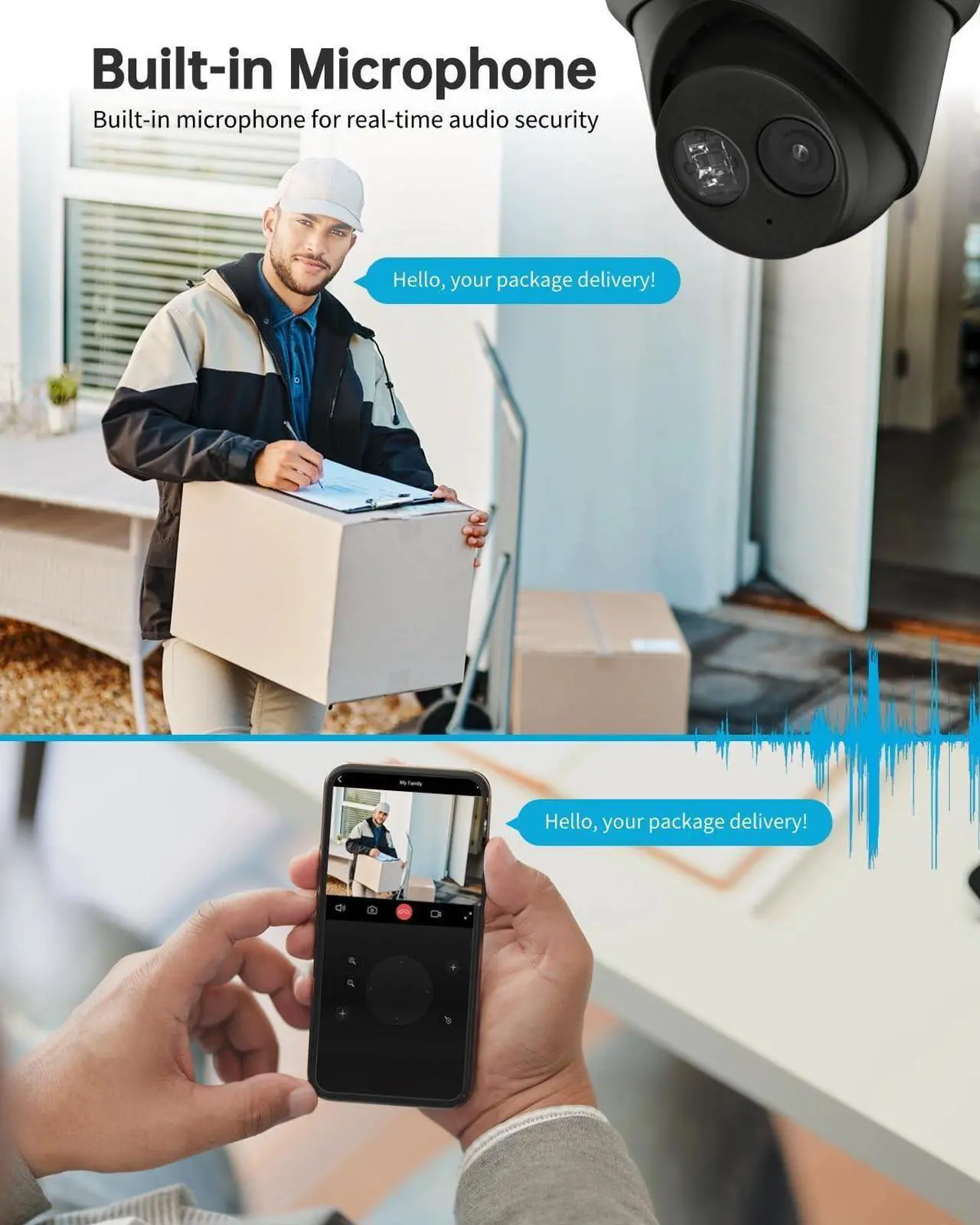 Alt view image 4 of 5 - DS-2CD2383G2-IU 2.8mm Black HIK 4K 8MP PoE Fixed Turret IP Camera Outdoor Indoor with Human/Vehicle Detection, Built-in Microphone, H.265+, IP67 Waterproof, Compatible with HIK NVR/Hik-Connect