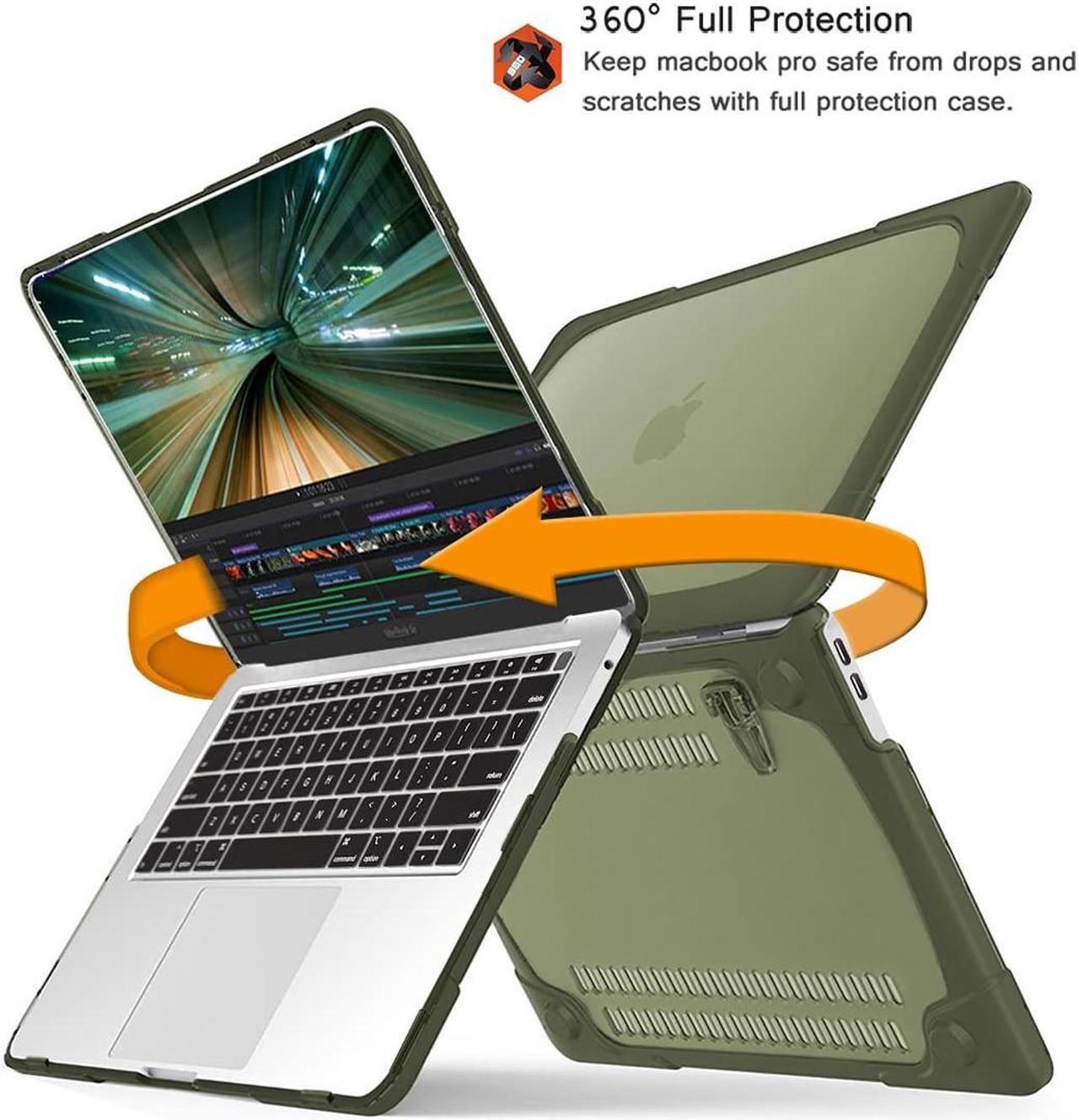 Alt view image 4 of 5 - Mektron for MacBook Pro 13 Inch Case (Version 2015/2014/2013), Heavy Duty Snap-on Dual Layer Hard Case Cover with Foldable Stand for Mac Pro Retina 13.3" Model A1502 A1425, Avocado Green