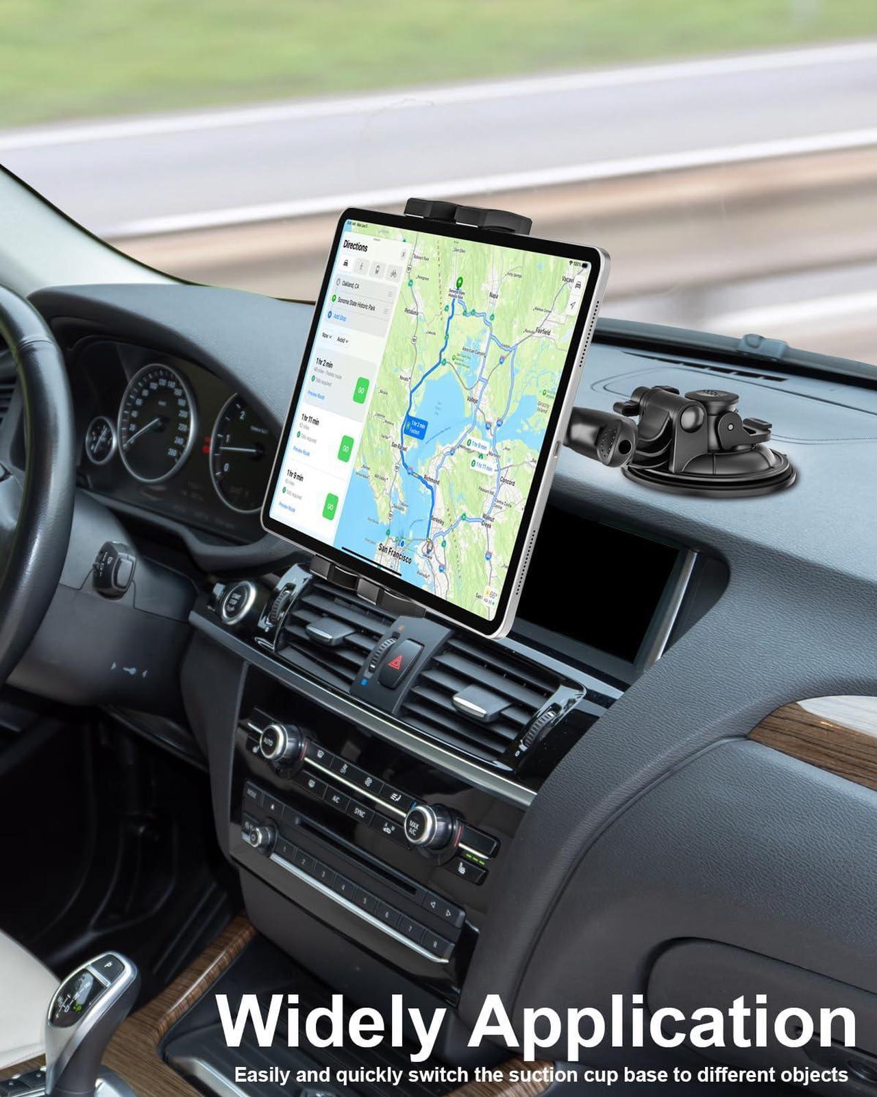 Alt view image 5 of 5 - woleyi Car Tablet Holder Windshield - [95mm Strongest Suction Cup] Window Dashboard Car Tablet Mount for Trucks/Vehicles with 1/4'' Screw Tip, for 4-12.9" iPad Pro Air Mini, Galaxy Tab, iPhone, Camera