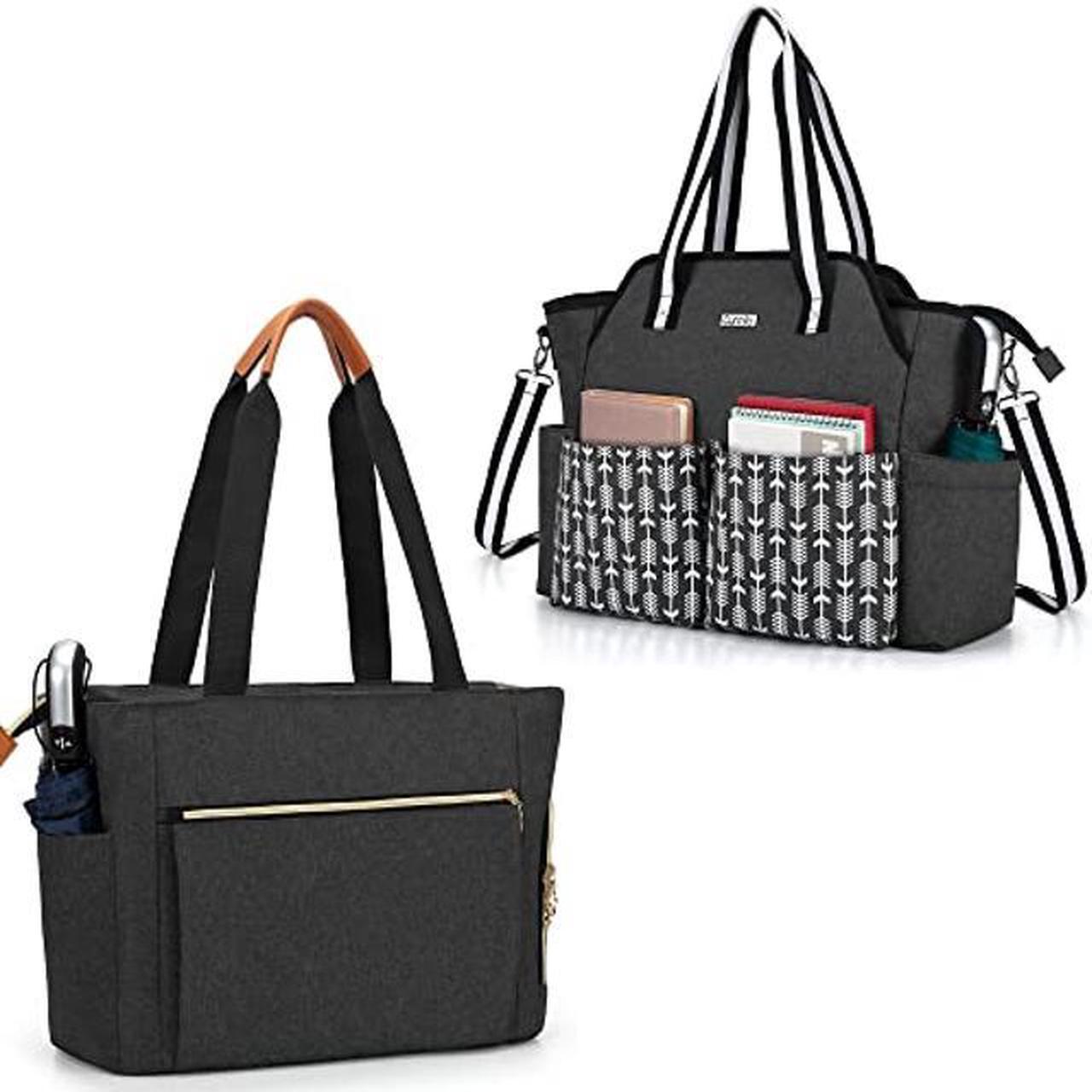 Main image of CURMIO Teacher Tote Bag for Women, Portable Teacher Work Bag with Padded Sleeve and Compartments for Laptop