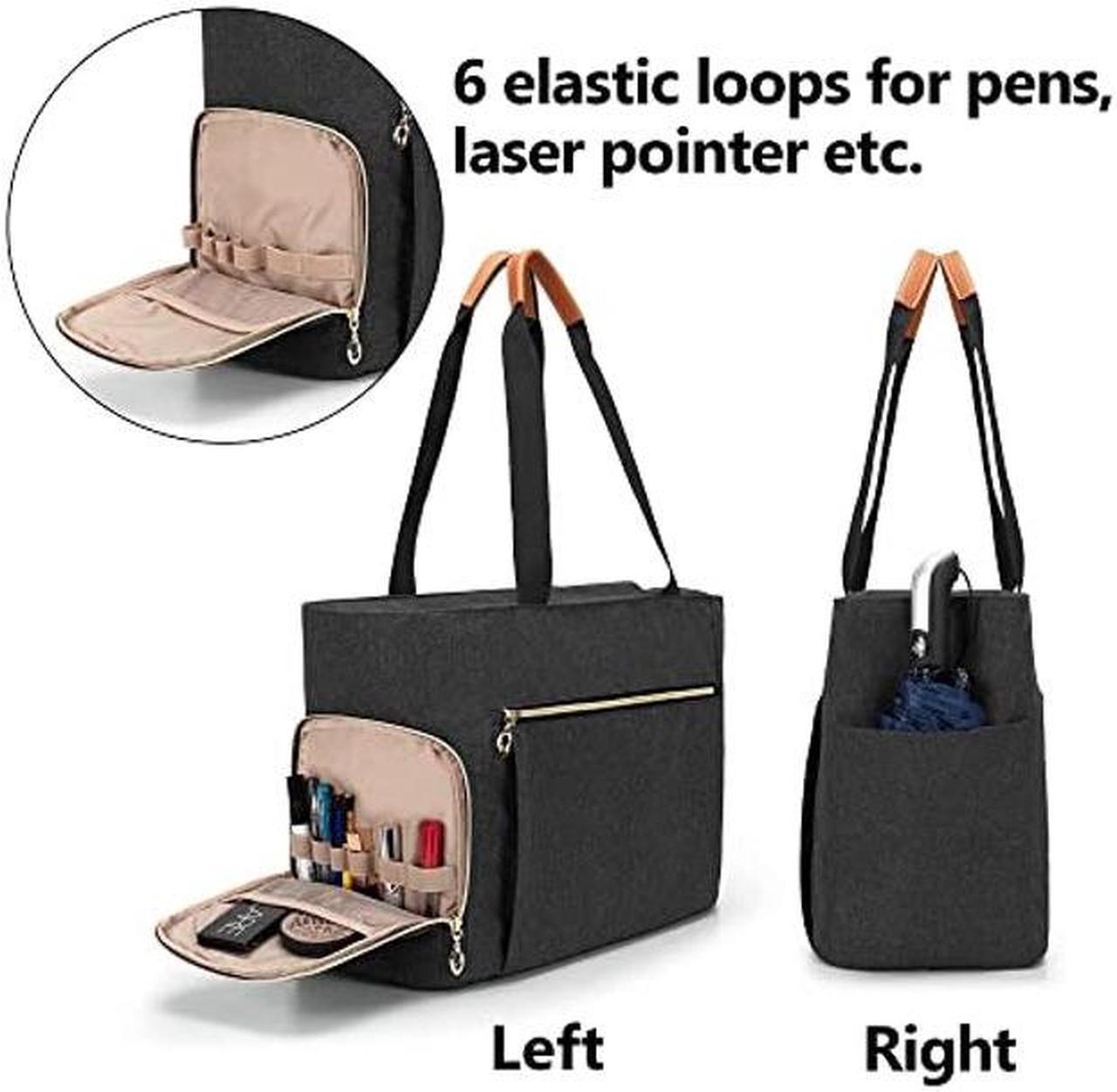 Alt view image 3 of 5 - CURMIO Teacher Tote Bag for Women, Portable Teacher Work Bag with Padded Sleeve and Compartments for Laptop