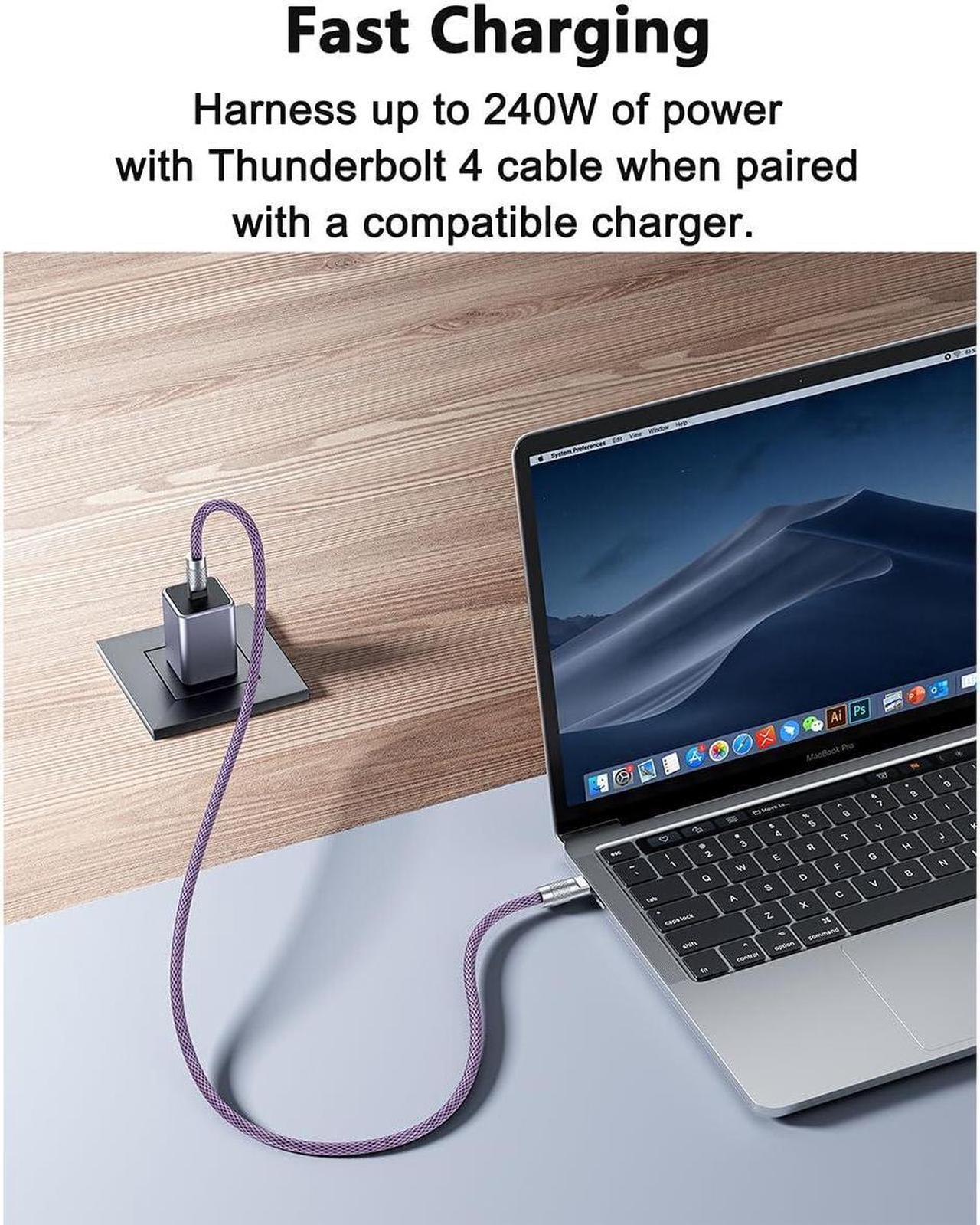Alt view image 2 of 5 - Thunderbolt 4 Cable, 3.3 ft USB-C to USB-C Cable with 240W Charging, Supports 4K144hz,8K 60hz Display and 40Gbps Data Transfer, for iPhone 15, MacBook, iPad, Galaxy S24, Pixel 8 and More(Purple,3.3ft)