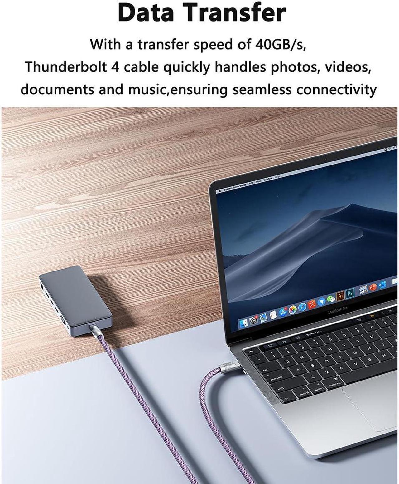 Alt view image 4 of 5 - Thunderbolt 4 Cable, 3.3 ft USB-C to USB-C Cable with 240W Charging, Supports 4K144hz,8K 60hz Display and 40Gbps Data Transfer, for iPhone 15, MacBook, iPad, Galaxy S24, Pixel 8 and More(Purple,3.3ft)