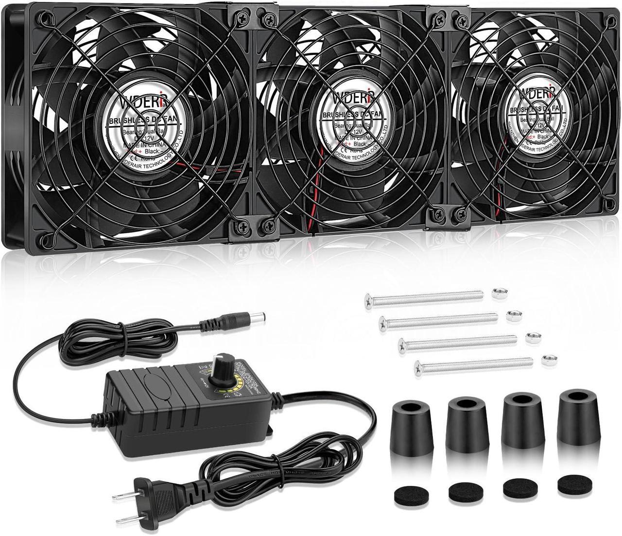 Main image of WDERAIR 3 x 120mm Big Airflow Computer Fan AC 110V 120V 220V 240V for Chassis Cabinet Cooling Server CPU Mining Rig Ventilation Window Exhaust Project (12038)