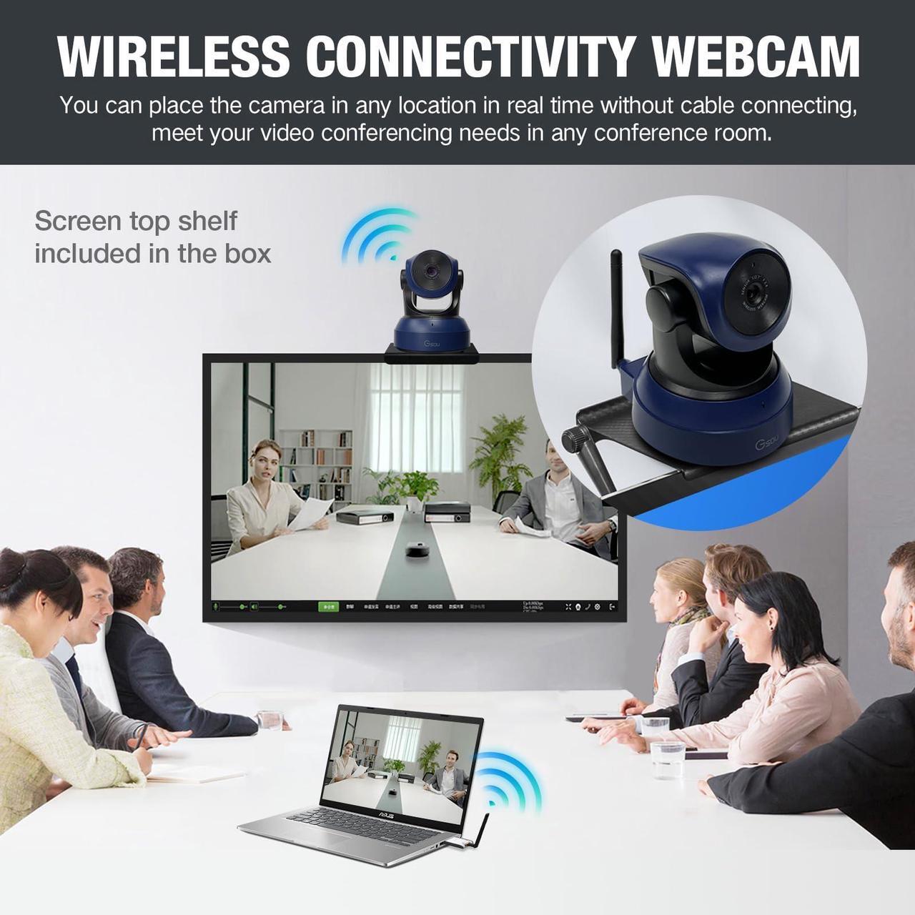 Alt view image 2 of 5 - Gsou Wireless Webcam/Wireless Streaming Camera, 1080P HD Webcam/USB Plug and Play Webcam for Zoom Meeting,Skype,OBS(with Mini Tripod Stand), Angle Adjustable Computer Camera for PC/Mac/Laptop/MacBook