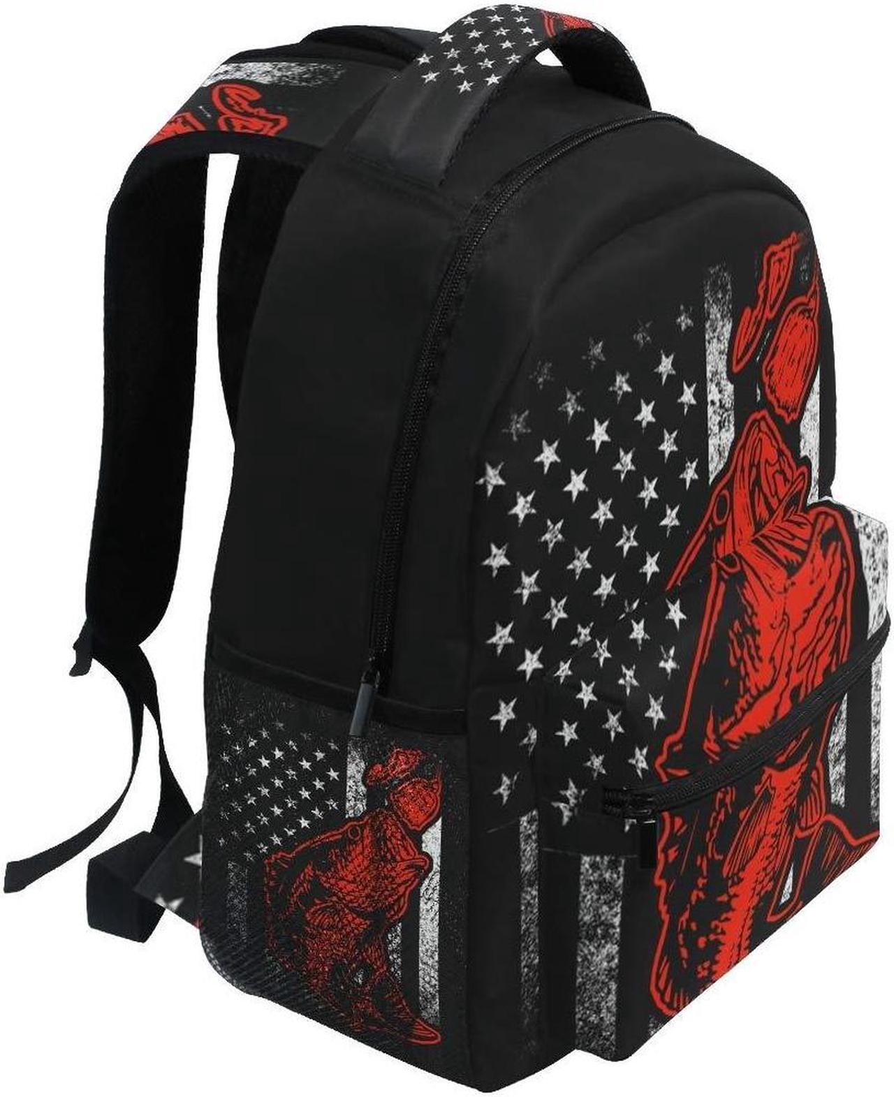 Alt view image 3 of 5 - Nerxy Bass Fishing Lure And American Flag Casual Backpack Bag, Fashion Lightweight Backpacks for Holiday Gifts One Size