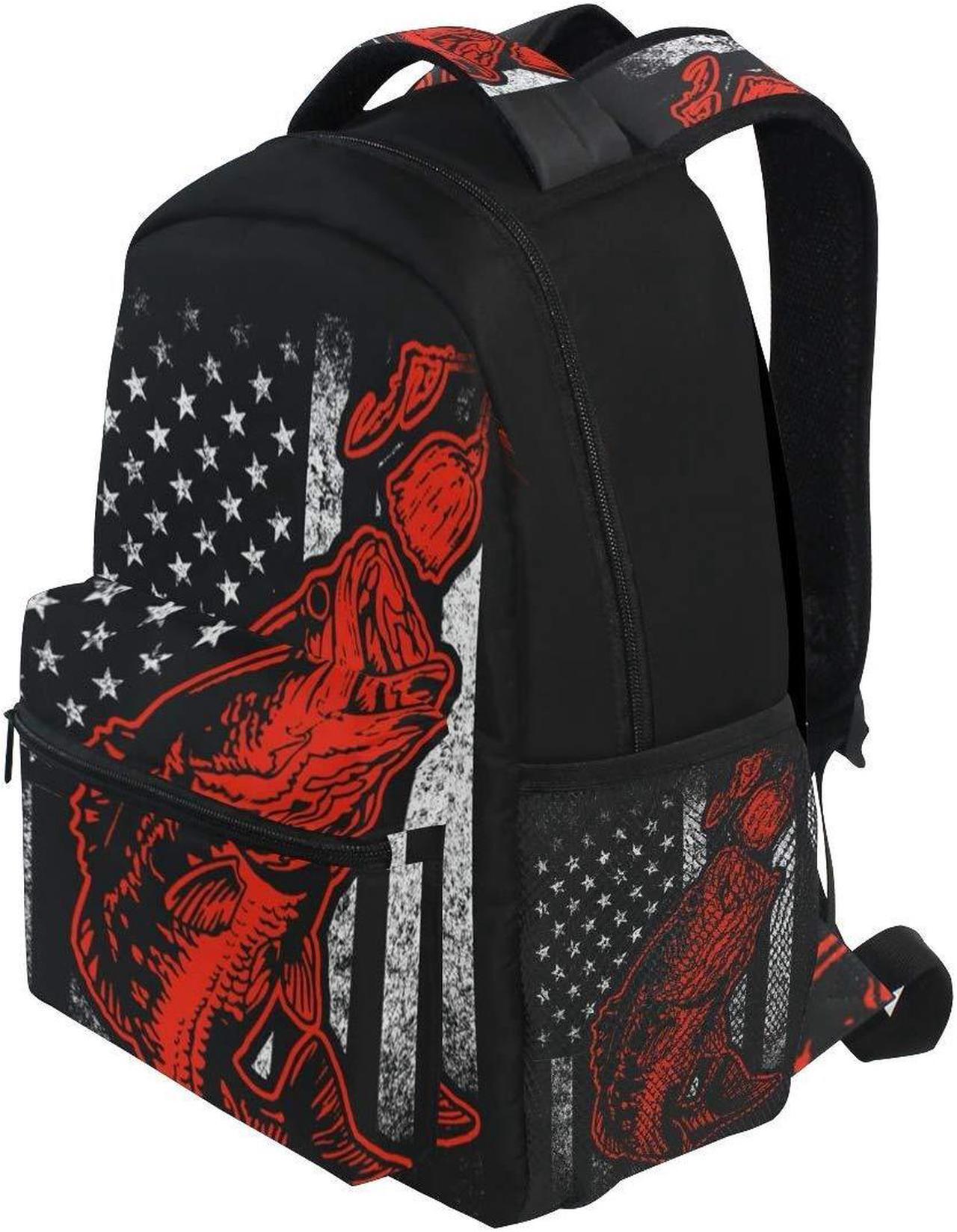 Alt view image 4 of 5 - Nerxy Bass Fishing Lure And American Flag Casual Backpack Bag, Fashion Lightweight Backpacks for Holiday Gifts One Size