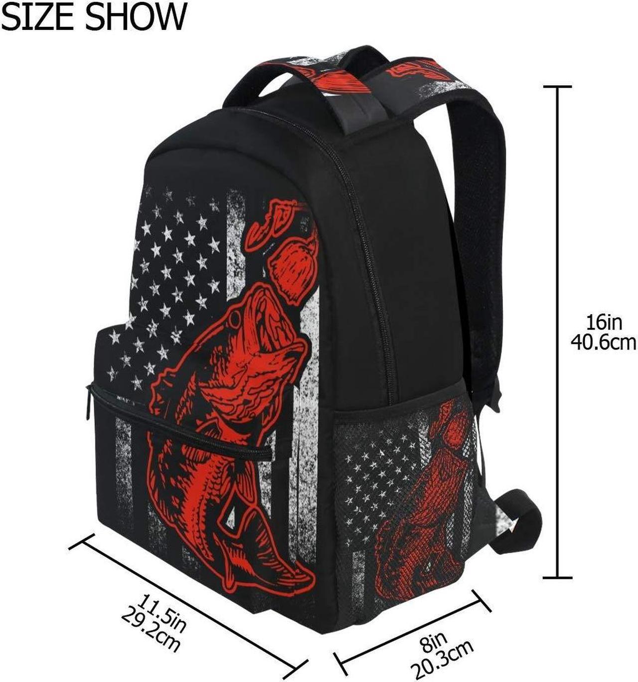 Alt view image 2 of 5 - Nerxy Bass Fishing Lure And American Flag Casual Backpack Bag, Fashion Lightweight Backpacks for Holiday Gifts One Size