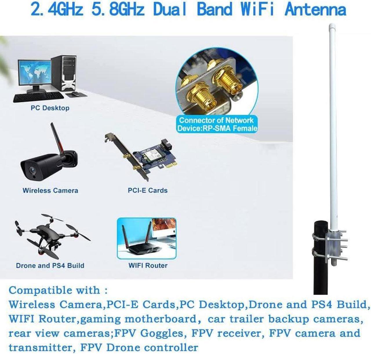 Alt view image 5 of 5 - SignalPlus Outdoor WiFi Omni Directional Antenna, Dual Band 2.4GHz 5GHz 12dBi High Gain Long Range WiFi Antenna for Wireless Access Point/Wi-Fi Camera/Wireless Router, RP-SMA,SMA male