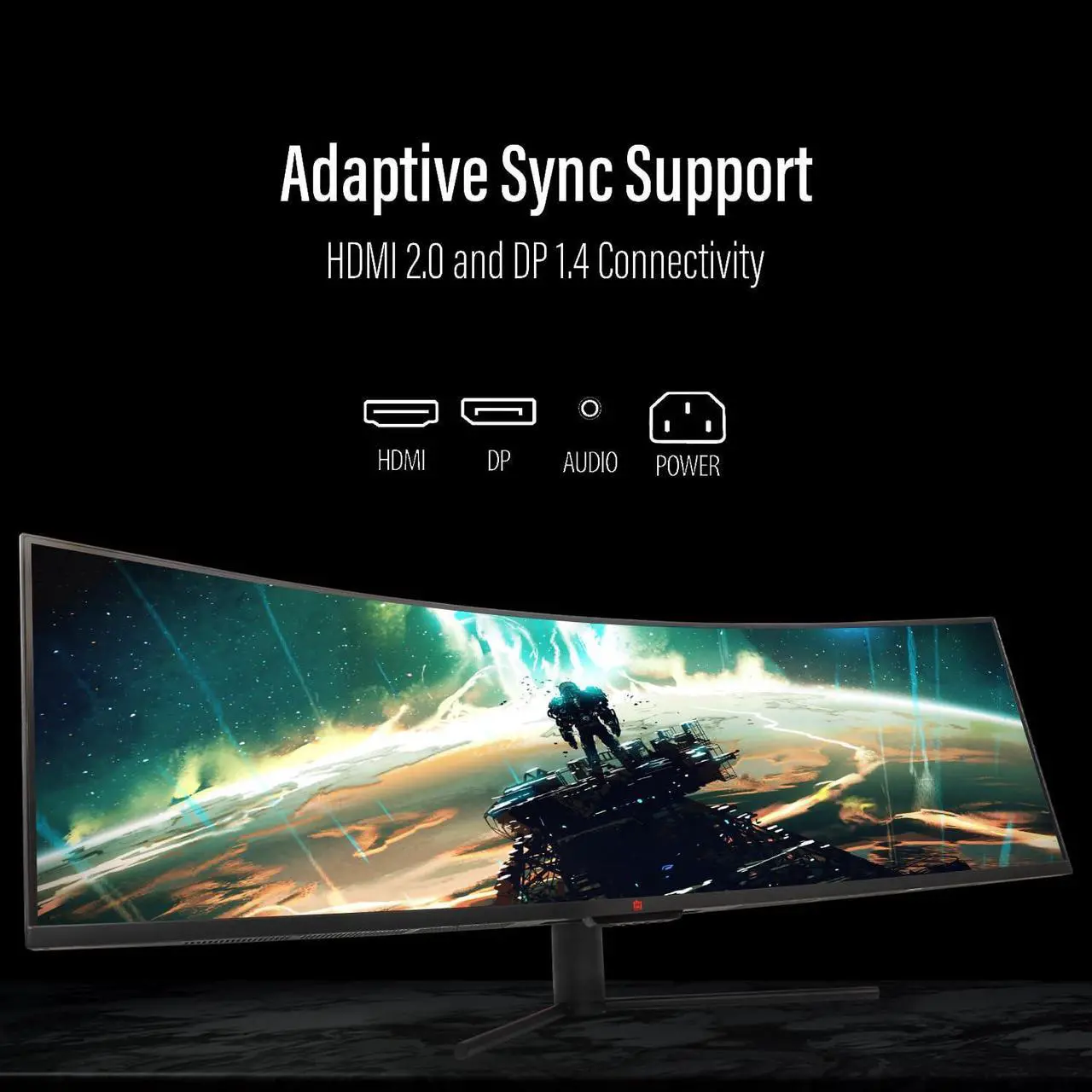 Alt view image 3 of 5 - Deco Gear 49" Curved Ultrawide Gaming Monitor | 32:9 | 3840x1080 | 144Hz | 3000:1 | E-LED | 2 HDMI | 2 Display Port