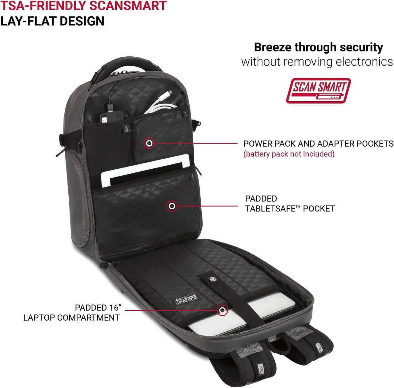 Alt view image 5 of 5 - SwissGear ScanSmart Laptop Bag, Grey Ballistic, Fits 15-Inch Notebook