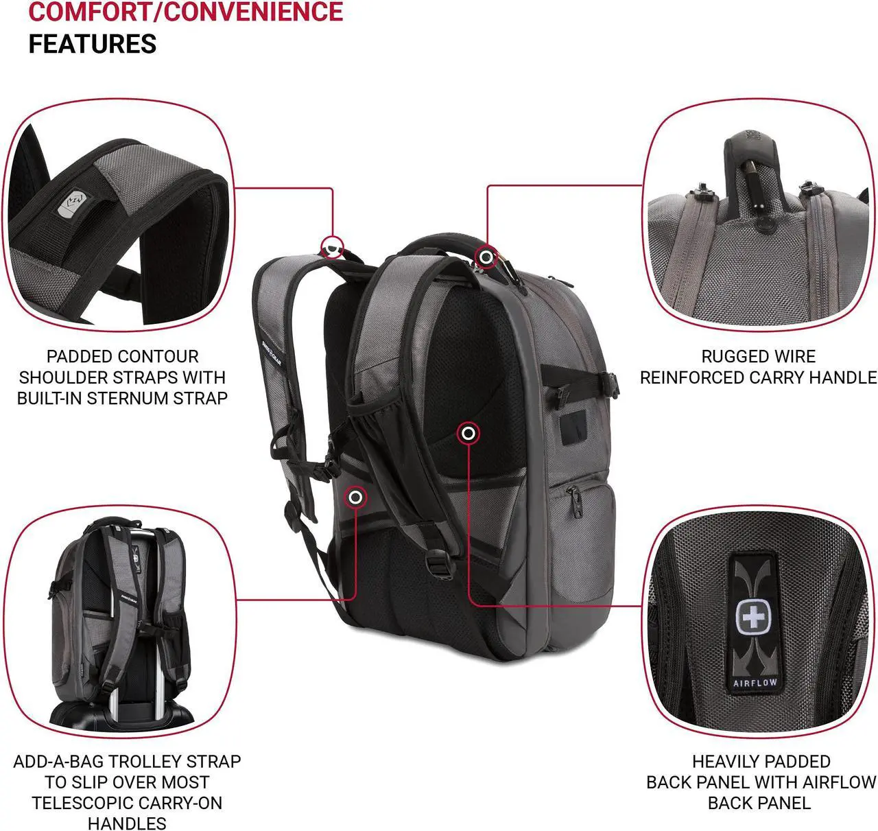 Alt view image 2 of 5 - SwissGear ScanSmart Laptop Bag, Grey Ballistic, Fits 15-Inch Notebook