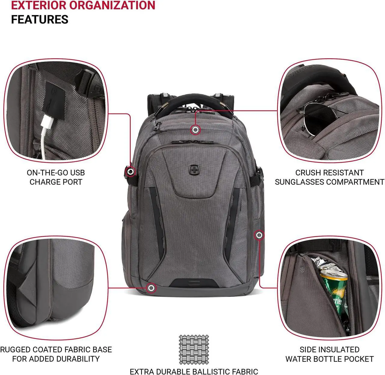 Alt view image 3 of 5 - SwissGear ScanSmart Laptop Bag, Grey Ballistic, Fits 15-Inch Notebook