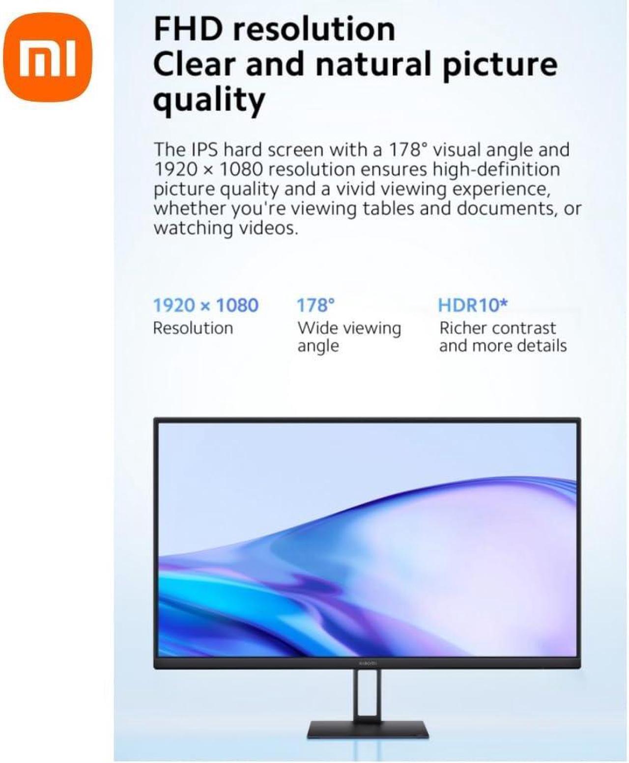 Alt view image 2 of 5 - Xiaomi A27i 27 inch Monitor, 100Hz high Refresh Rate, IPS Hard Screen, 7.5mm Ultra-Slim Body, 1080p FHD Resolution, E<2 Factory Color Calibration for Each Screen, DP 1.4 Supported and Easy mounting