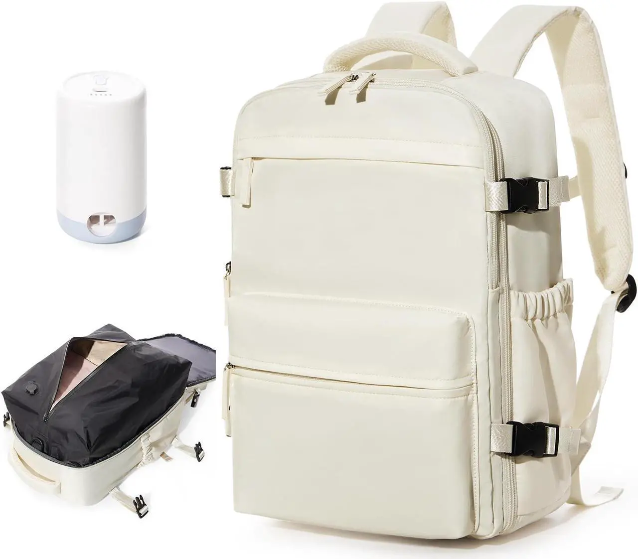Main image of BOXSAM Large Vacuum Travel Backpack with Pump for Women,Airback Personal Item Carry on Backpacks Flight Approved 18x14x8 inches for Men,Laptop Waterproof Work Compression bags Casual Daypack,Beige