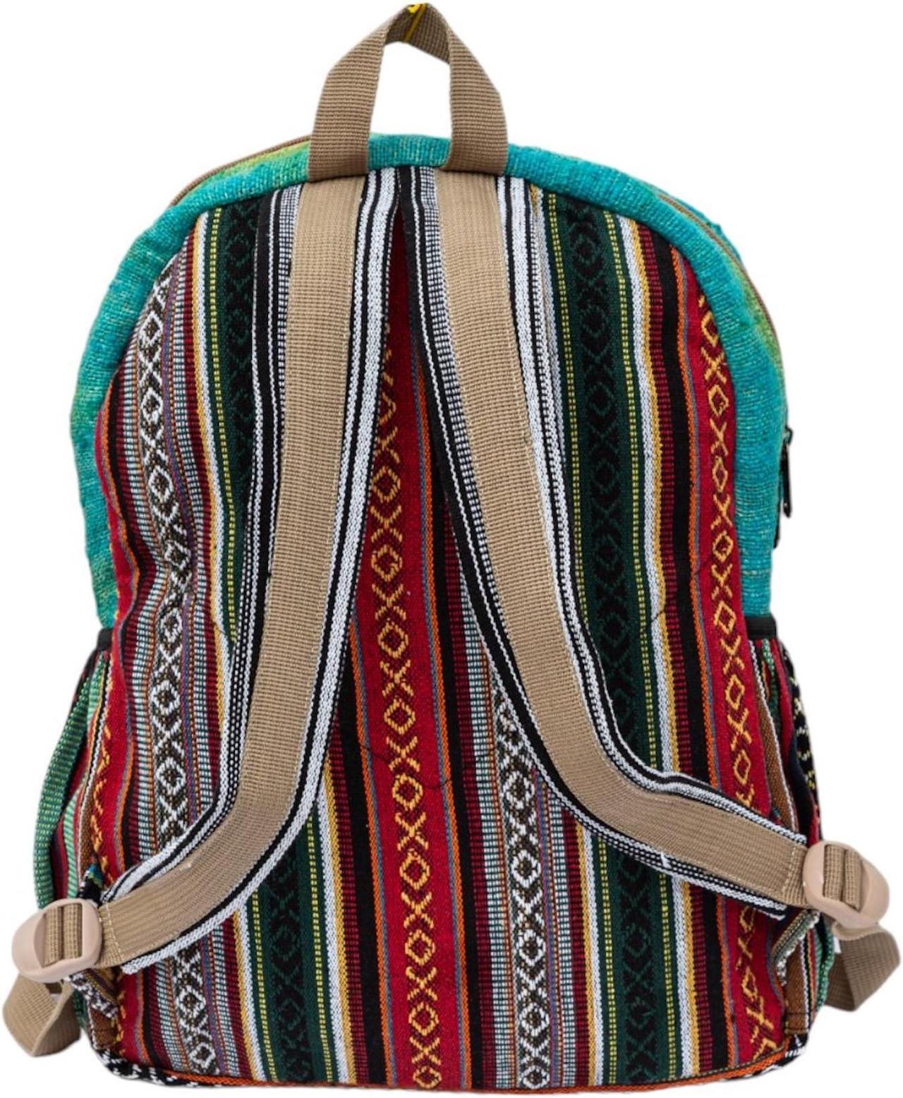 Alt view image 4 of 5 - Handmade Hemp Backpack Large Travel Fashion Backpack Handmade in Nepal Tree of Life Design
