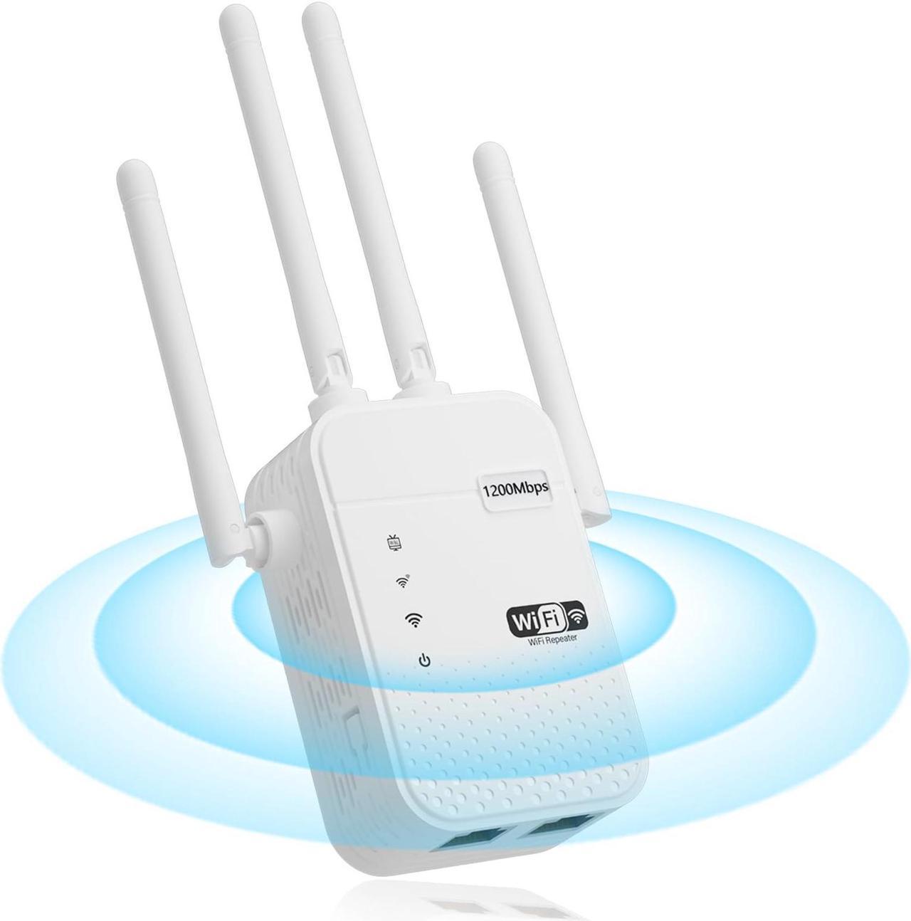 Main image of 2024 WiFi Extender Signal Booster Repeater for Home Cover Up to 12805 sq.ft Dual Band 5GHz/2.4GHz WiFi Signal Strong Penetrability 100 Devices 4 Modes Antennas 360deg Full Coverage with Ethernet Port