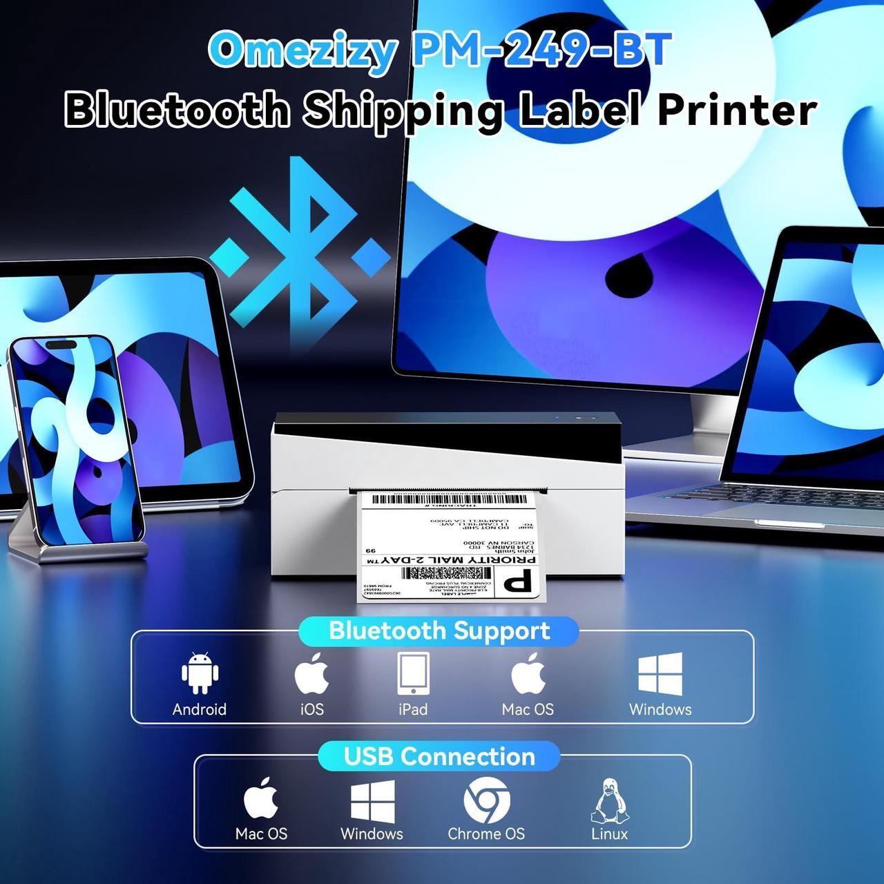 Alt view image 2 of 5 - Omezizy Bluetooth Shipping Label Printer 4x6, 249BT Thermal Label Printer for Small Business, 4x6 Thermal Shipping Label Printer, Bluetooth Thermal Printer, Compatible with , Ebay, USPS