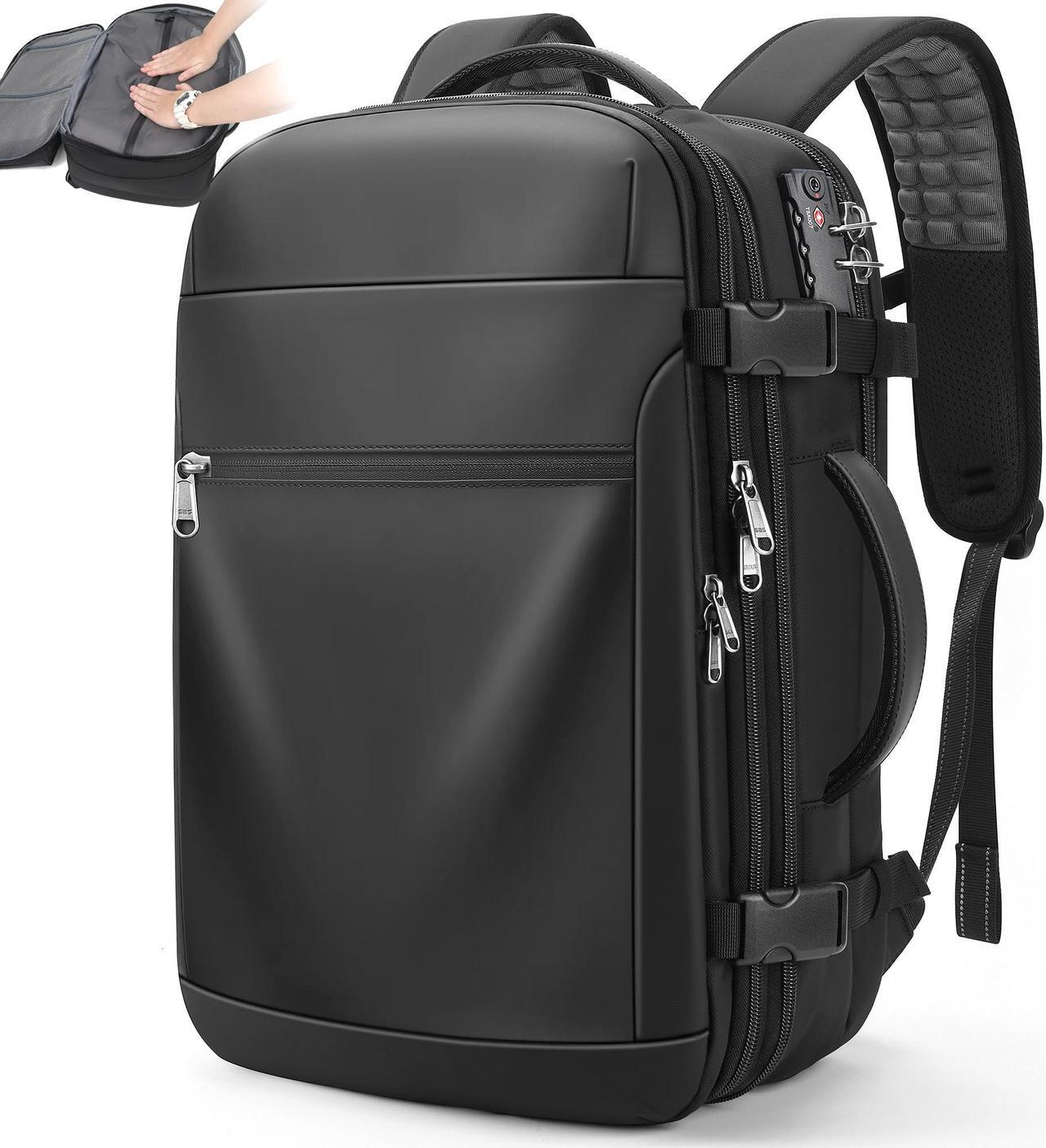 Main image of P POSO Airback Backpack 55L Expandable Vacuum Backpack for Travel, Portable Compression Carry-On Vacuum Bags, Waterproof, Ideal for Laptop/Travel/Business/College/Camping, without Electric Pump Black