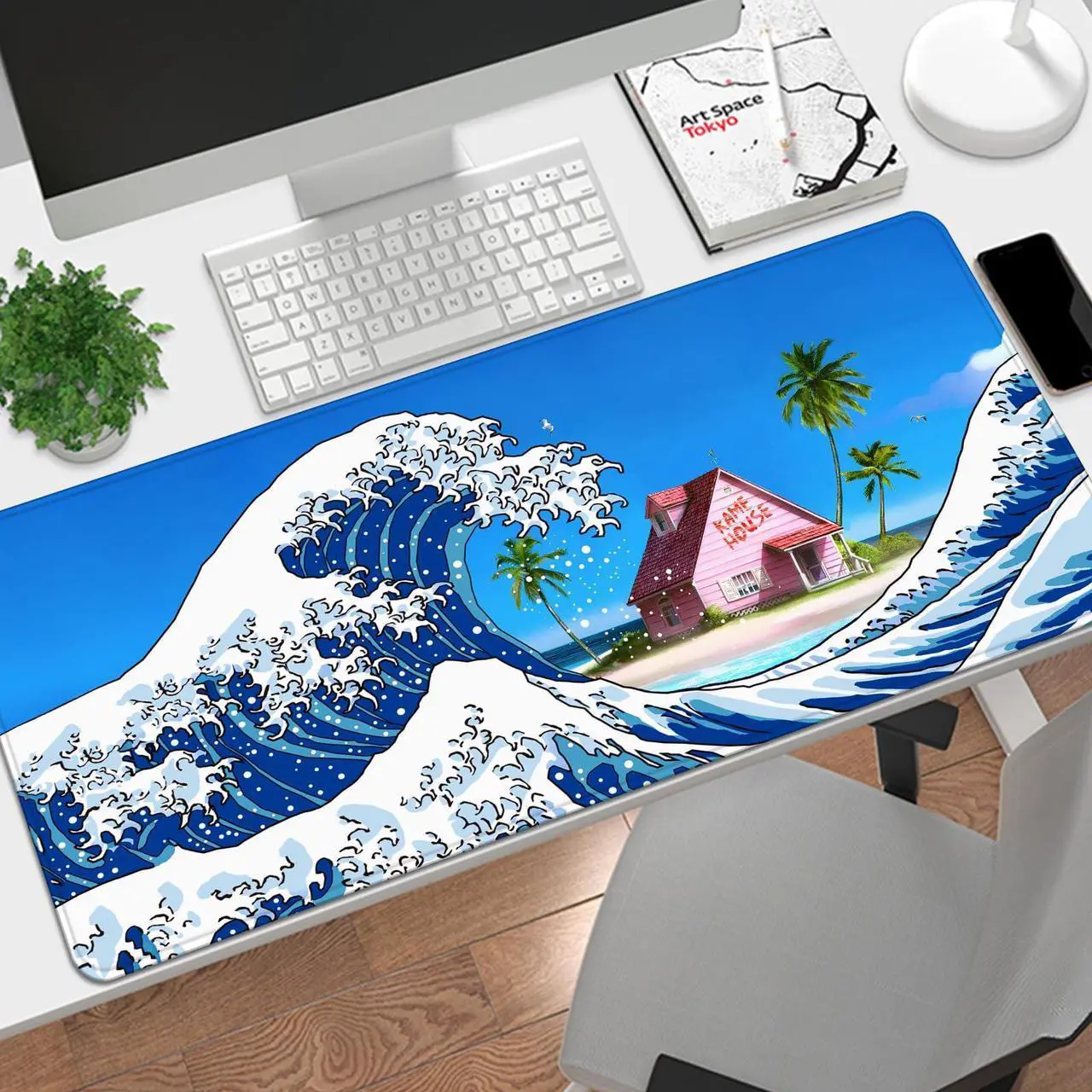 Alt view image 4 of 5 - QUMIOBU Anime Kame House Mouse Pad DBZ Desk Mat Non-Slip Rubber Extended Large Kanagawa Wave Gaming Mousepad for Office Desktop PC Laptop 35.5 x 15.7inches x 3mm