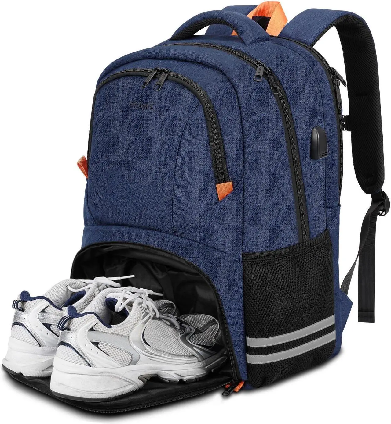 Main image of Ytonet Gym Backpack for Men Women, Travel Backpack with USB Charging Port, Water Resistant Workout Gym Bag Lightweight Backpack Fit 15.6 Inch Laptop, Sports, Camping, Hiking, Dark Blue