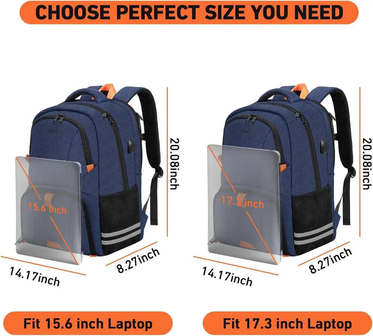 Alt view image 2 of 5 - Ytonet Gym Backpack for Men Women, Travel Backpack with USB Charging Port, Water Resistant Workout Gym Bag Lightweight Backpack Fit 15.6 Inch Laptop, Sports, Camping, Hiking, Dark Blue