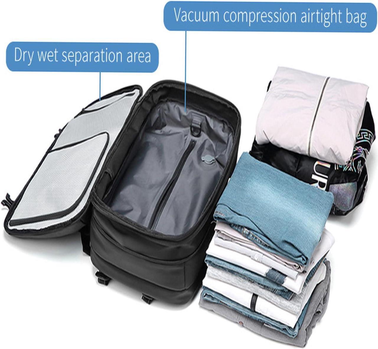 Alt view image 2 of 5 - Visnalefry 60L Airback Backpacks Expandable Travel Backpack Vacuum Compression Carry on BackPack Anti-theft Waterproof 17inch Laptop Bag