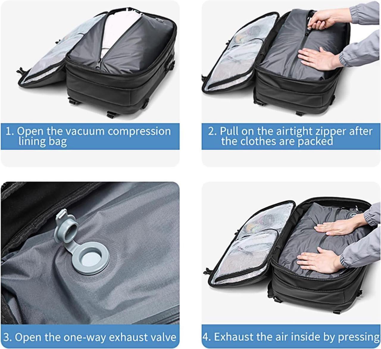 Alt view image 5 of 5 - Visnalefry 60L Airback Backpacks Expandable Travel Backpack Vacuum Compression Carry on BackPack Anti-theft Waterproof 17inch Laptop Bag
