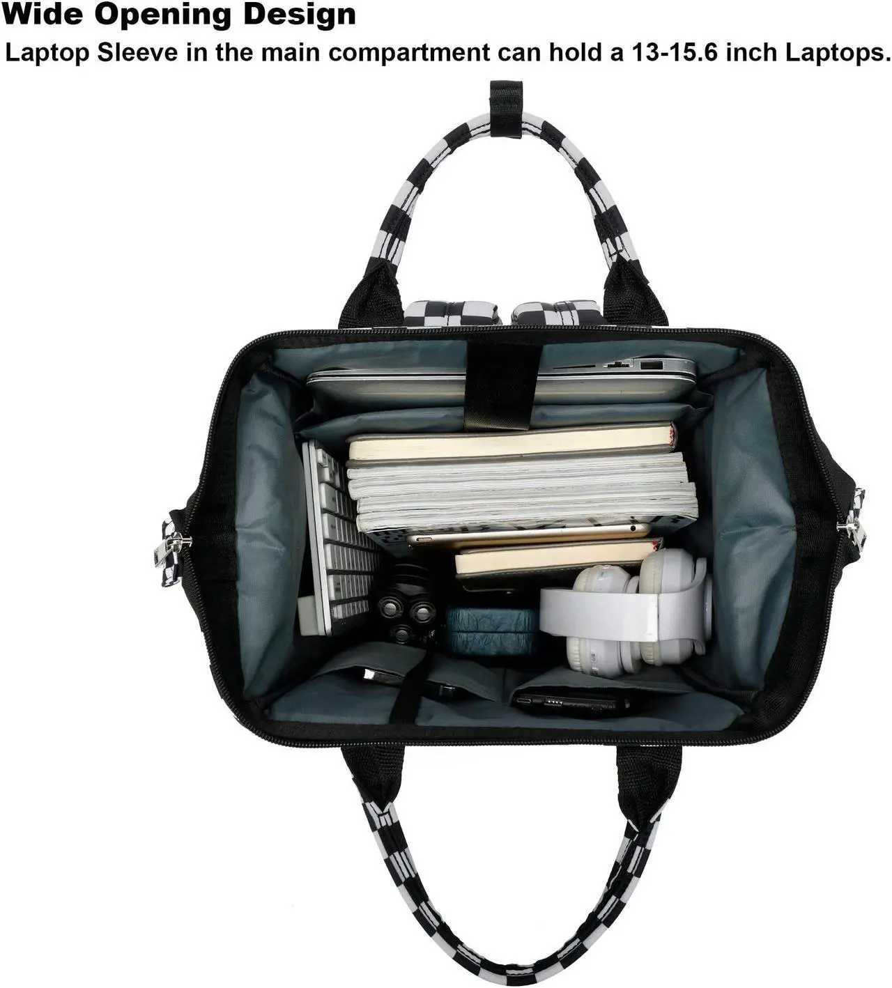 Alt view image 3 of 5 - Xunteny Checkered Women Laptop Backpack, College School Backpack Bookbag 15.6 Inch Computer Backpacks for Work Business Travel