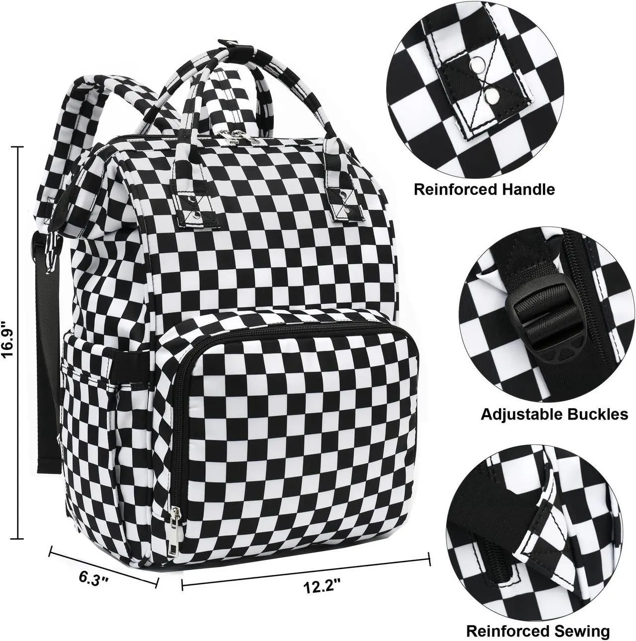 Alt view image 4 of 5 - Xunteny Checkered Women Laptop Backpack, College School Backpack Bookbag 15.6 Inch Computer Backpacks for Work Business Travel