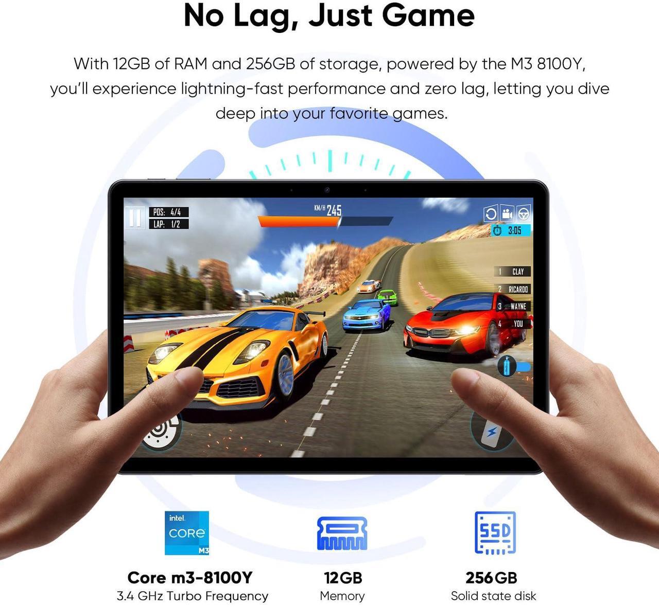 Alt view image 2 of 5 - AE86 2-in-1 Tablet/Laptop (2025), 10.1" Windows 11 Pro Tablet PC with Keyboard and Stylus Pen, 12GB RAM 256GB SSD, Intel Core Processor, MS Office 2024 Included, BT5.0 WiFi, USB A, Type-C, Micro HDMI