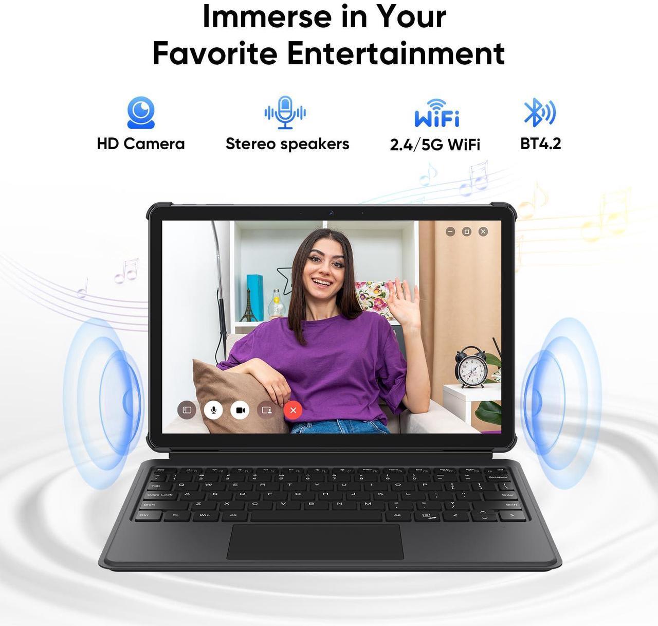 Alt view image 5 of 5 - AE86 2-in-1 Tablet/Laptop (2025), 10.1" Windows 11 Pro Tablet PC with Keyboard and Stylus Pen, 12GB RAM 256GB SSD, Intel Core Processor, MS Office 2024 Included, BT5.0 WiFi, USB A, Type-C, Micro HDMI