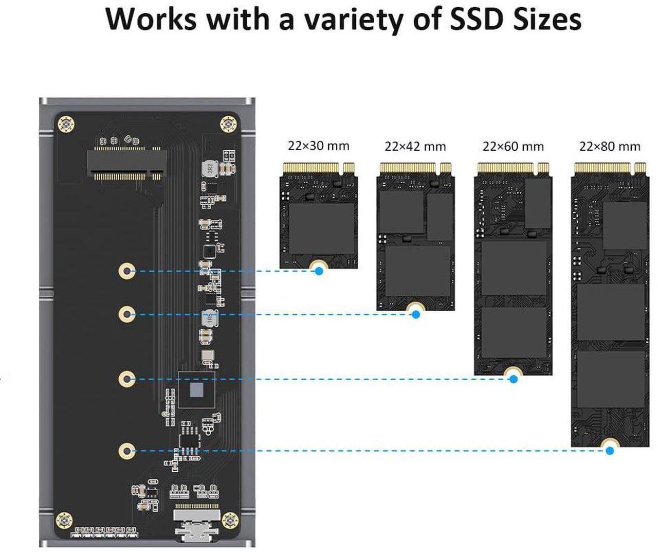Alt view image 3 of 5 - Fanless Speedy 40Gbps M.2 NVMe SSD Enclosure, USB4/Thunderbolt 4 Aluminum External NVMe Enclosure with Finned Dustproof Cooling Design, Supports M.2 NVMe PCIe SSD up to 8TB(Gray