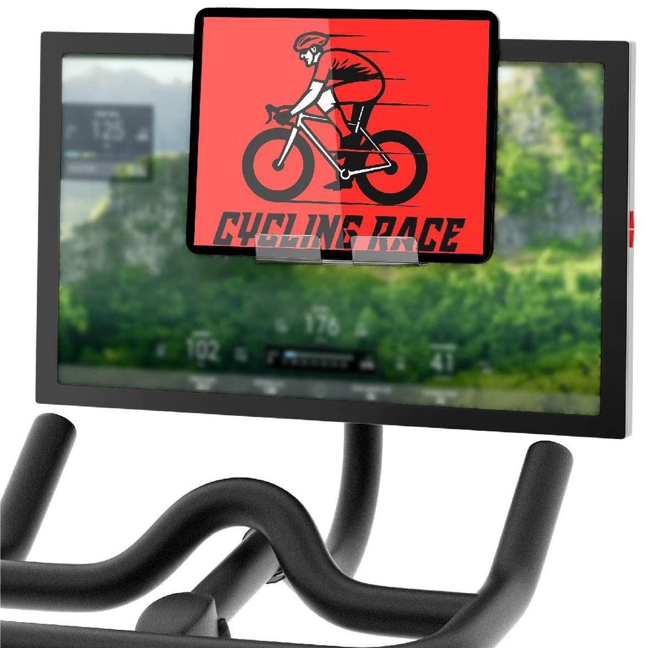Main image of Doubleplus Tablet Holder Compatible with Peloton Bike & Bike Plus & Tread & Row, Holder for iPad, Tablet Stand, Compatible with Myx Fitness bike, Mount for Kindle and eReader, Accessories for Home Gym