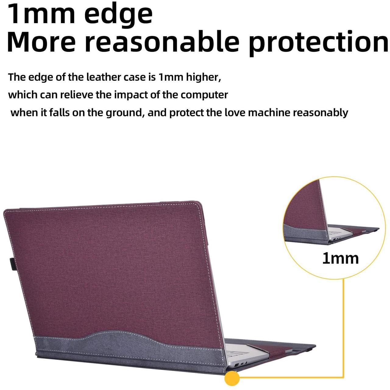 Alt view image 3 of 5 - Laptop Case for Microsoft Surface Laptop 6 15", PU Leather Folio Stand Laptop Protective Case Compatible with Microsoft Surface Laptop 5/4/3/2/1 15 inch (Wine red)