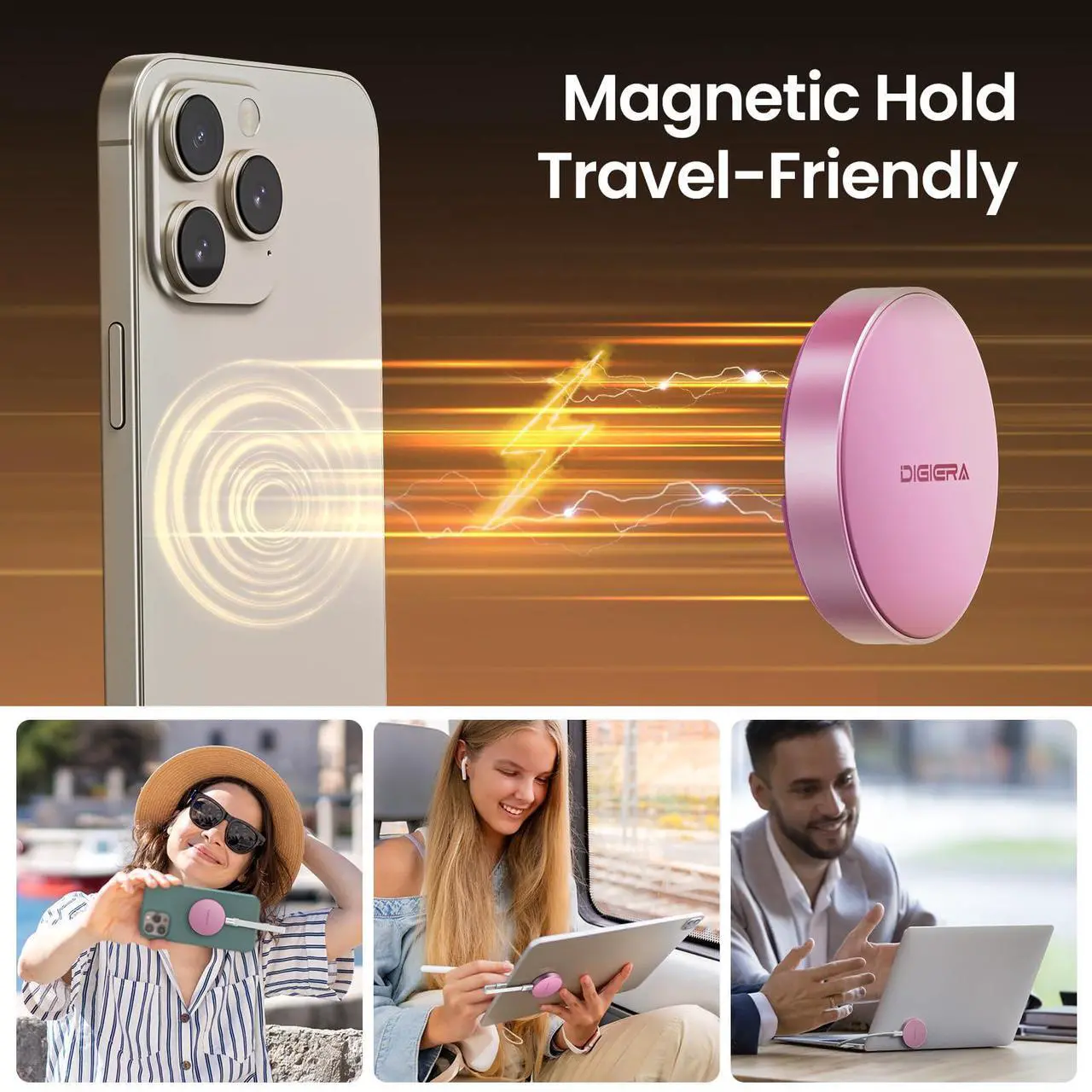 Alt view image 2 of 5 - DIGIERA 1TB Magnetic Portable SSD, External SSD with Type-C USB 3.2 Gen 2x2, Speeds Up to 2000MB/s, Compact & Durable, Ideal for Content Creators, Photographers, Gamers, Pink