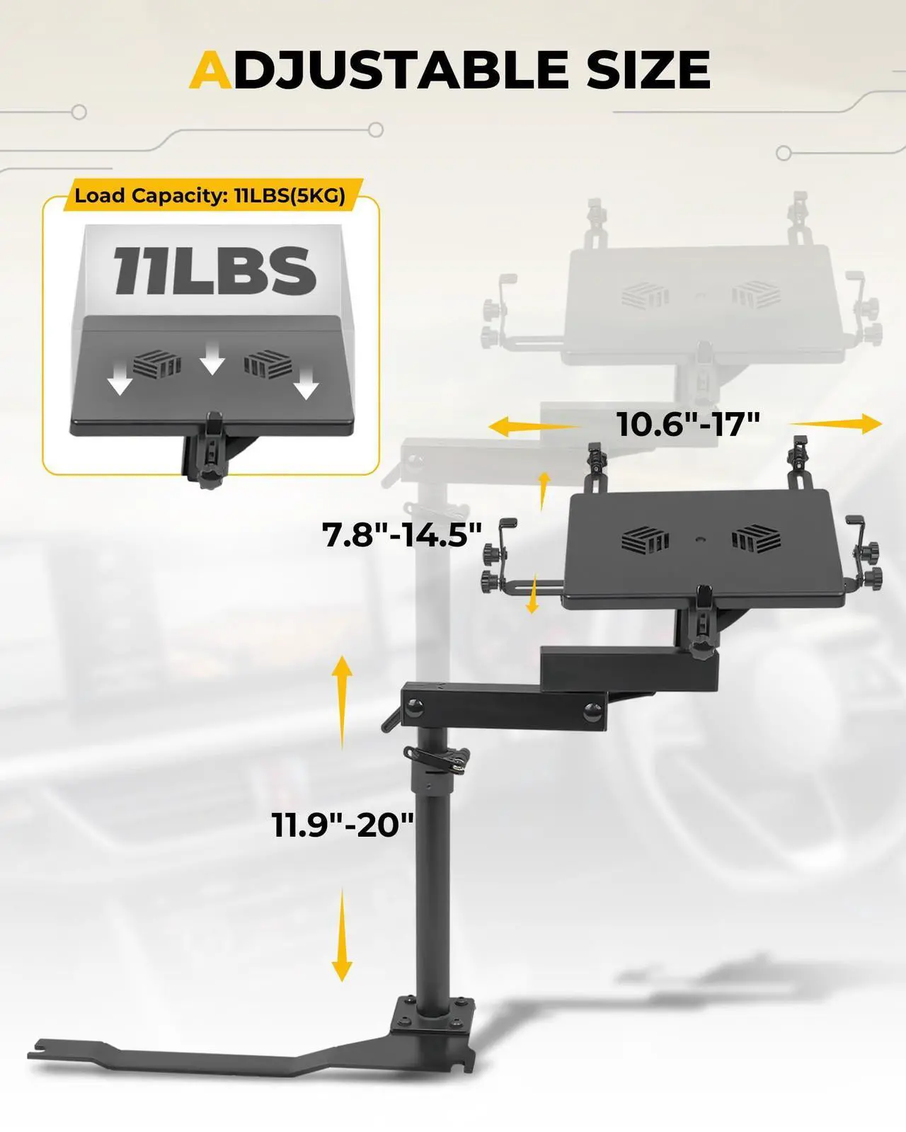 Alt view image 3 of 5 - EZREXPM Truck Laptop Mount Fit for 2024 2025 Toyota Tacoma Computer Mount Laptop Stand Holder Desk Tablet Holder Accessories, for Passenger Seat Fit Laptop Up to 17"