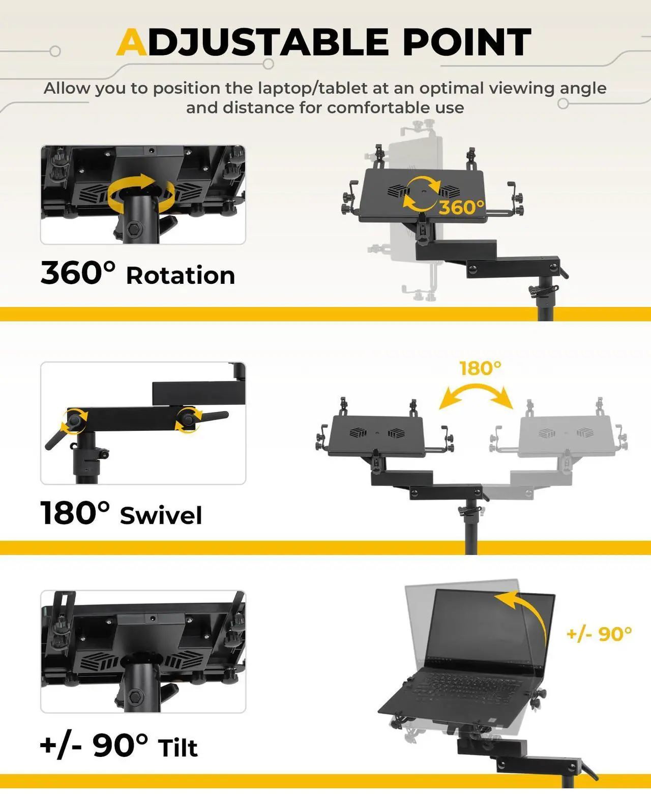 Alt view image 4 of 5 - EZREXPM Truck Laptop Mount Fit for 2024 2025 Toyota Tacoma Computer Mount Laptop Stand Holder Desk Tablet Holder Accessories, for Passenger Seat Fit Laptop Up to 17"