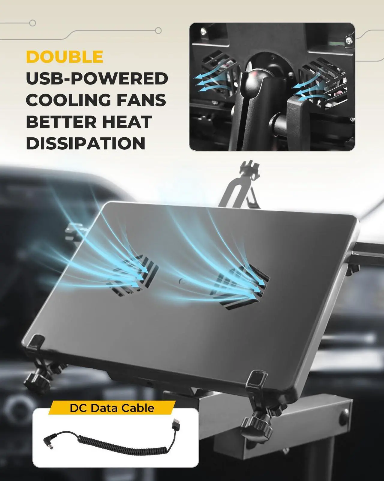 Alt view image 5 of 5 - EZREXPM Truck Laptop Mount Fit for 2024 2025 Toyota Tacoma Computer Mount Laptop Stand Holder Desk Tablet Holder Accessories, for Passenger Seat Fit Laptop Up to 17"