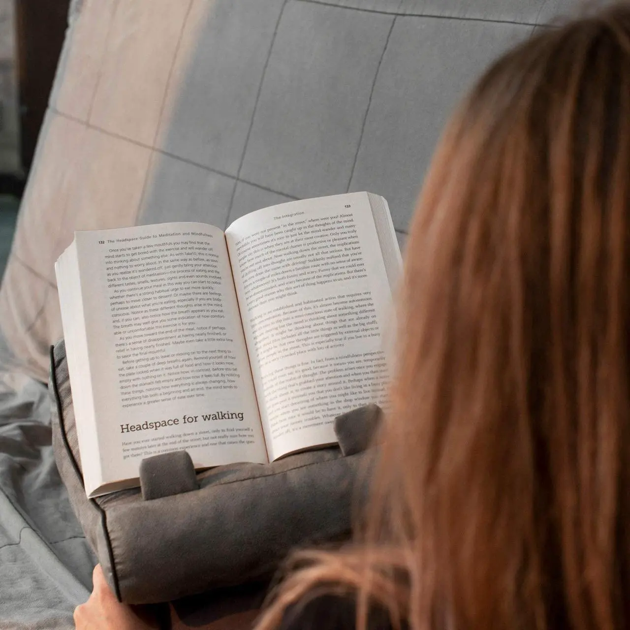 Alt view image 5 of 5 - Gifts for Readers & Writers Book Couch iPad Stand | Cushioned Tablet Stand & Book Holder| Reading Pillow for Bed Time | Tablet Lap Rest Cushion | A Fun Gift for Book Lovers