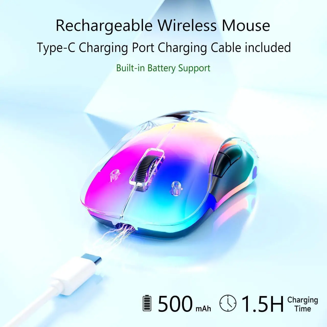 Alt view image 3 of 5 - memzuoix 2.4G Wireless Mouse, Cordless Computer Mice Wireless Mouse for Laptop, Desktop, PC, MacBook- 2 Pack (LED Rechargeable Wireless Mouse+ Green Wireless Mouse)
