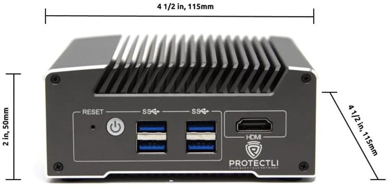 Alt view image 2 of 5 - Protectli Vault V1210-2 Port, Micro Appliance/Mini PC - Intel N5105, 2X 2.5G NICs, 4GB LPDDR RAM on-Board, 32GB eMMC on-Board