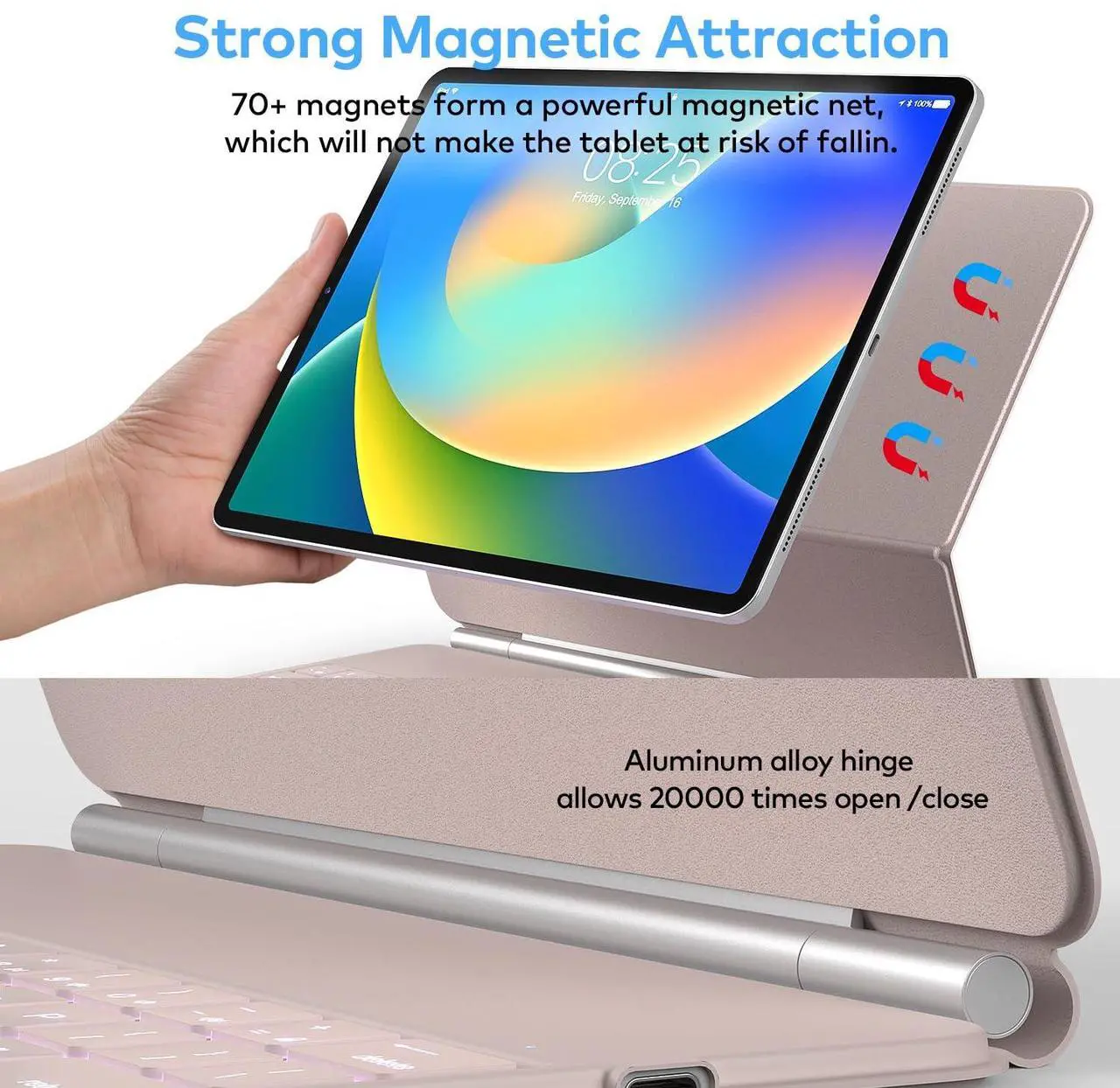 Alt view image 5 of 5 - runelk Keyboard Case for iPad Air 13 2024 and iPad Pro 12.9 inch 2022-6th / 2021-5th / 2020-4th / 2018-3rd Generation - Magnetic Keyboard Case with Multi-Touch Trackpad - Floating Cantilever Stand