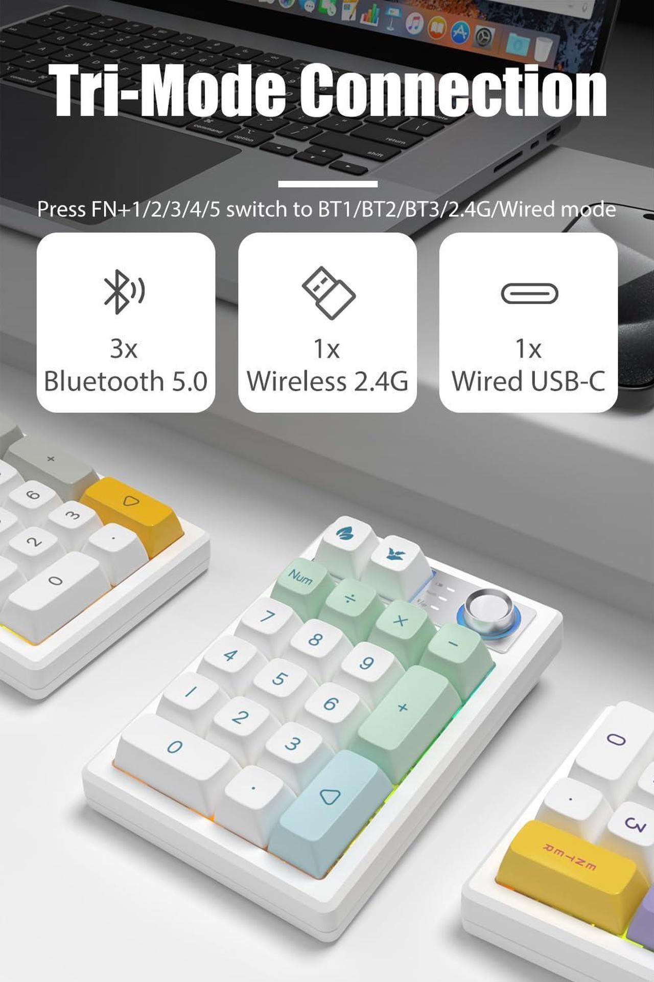 Alt view image 2 of 5 - TISHLED Tri-Mode Gasket Creamy Mechanical Numpad with Dual-Mode Ergonomic Vertical Mouse